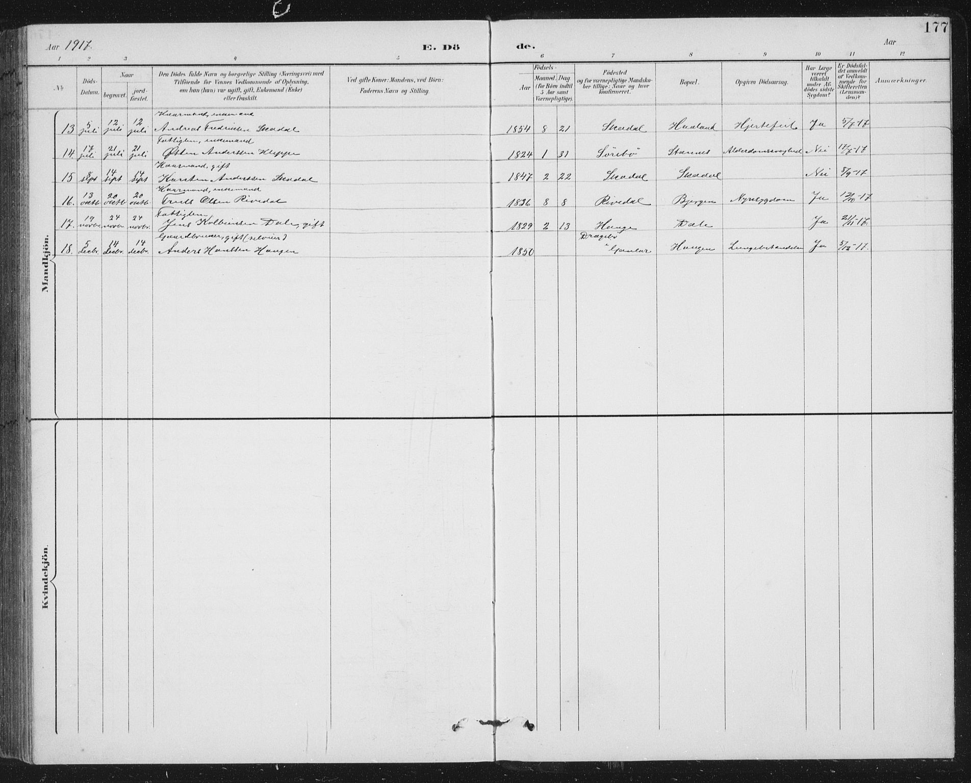 Fjaler sokneprestembete, AV/SAB-A-79801/H/Hab/Habc/L0003: Klokkerbok nr. C 3, 1894-1917, s. 177