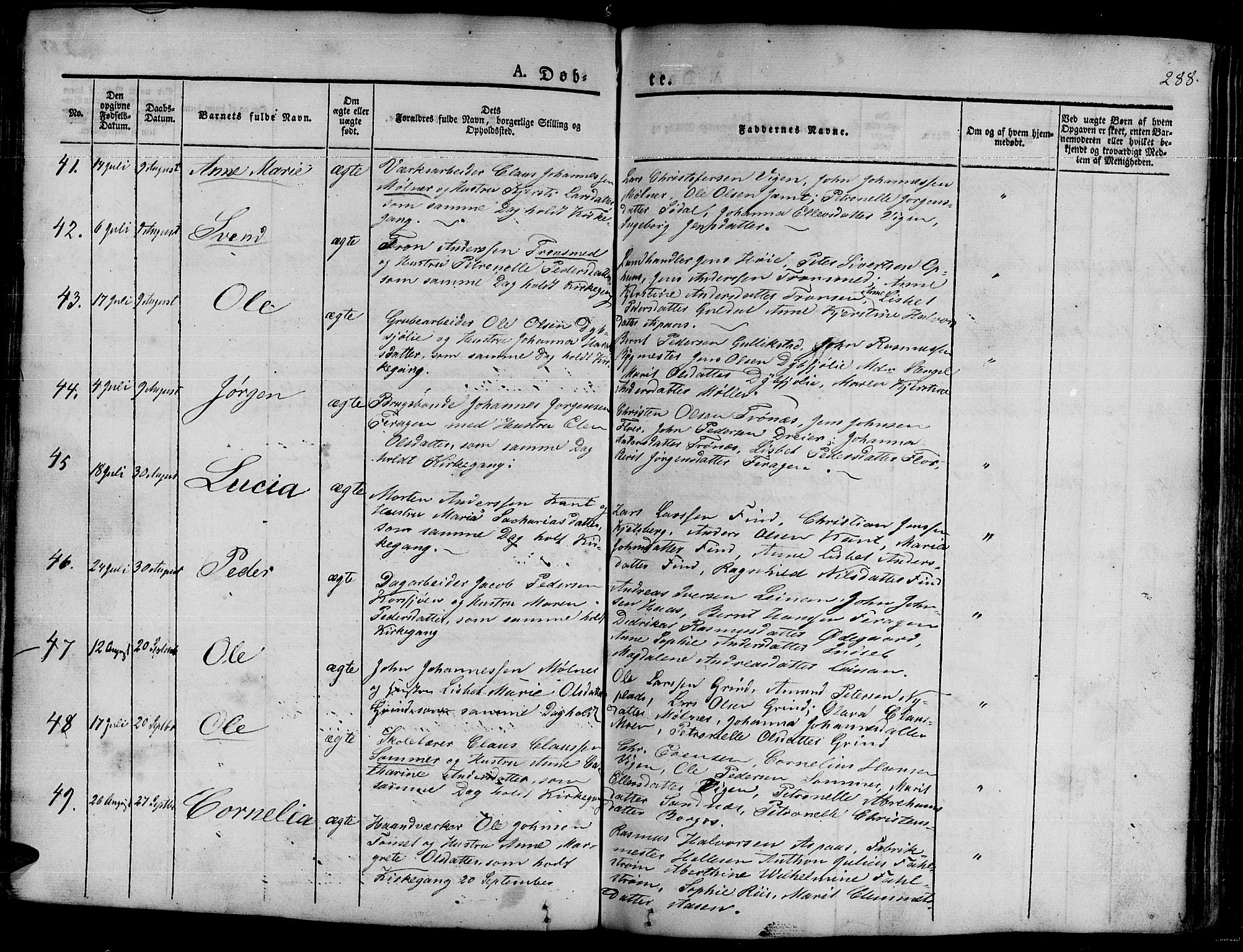 Ministerialprotokoller, klokkerbøker og fødselsregistre - Sør-Trøndelag, AV/SAT-A-1456/681/L0938: Klokkerbok nr. 681C02, 1829-1879, s. 288