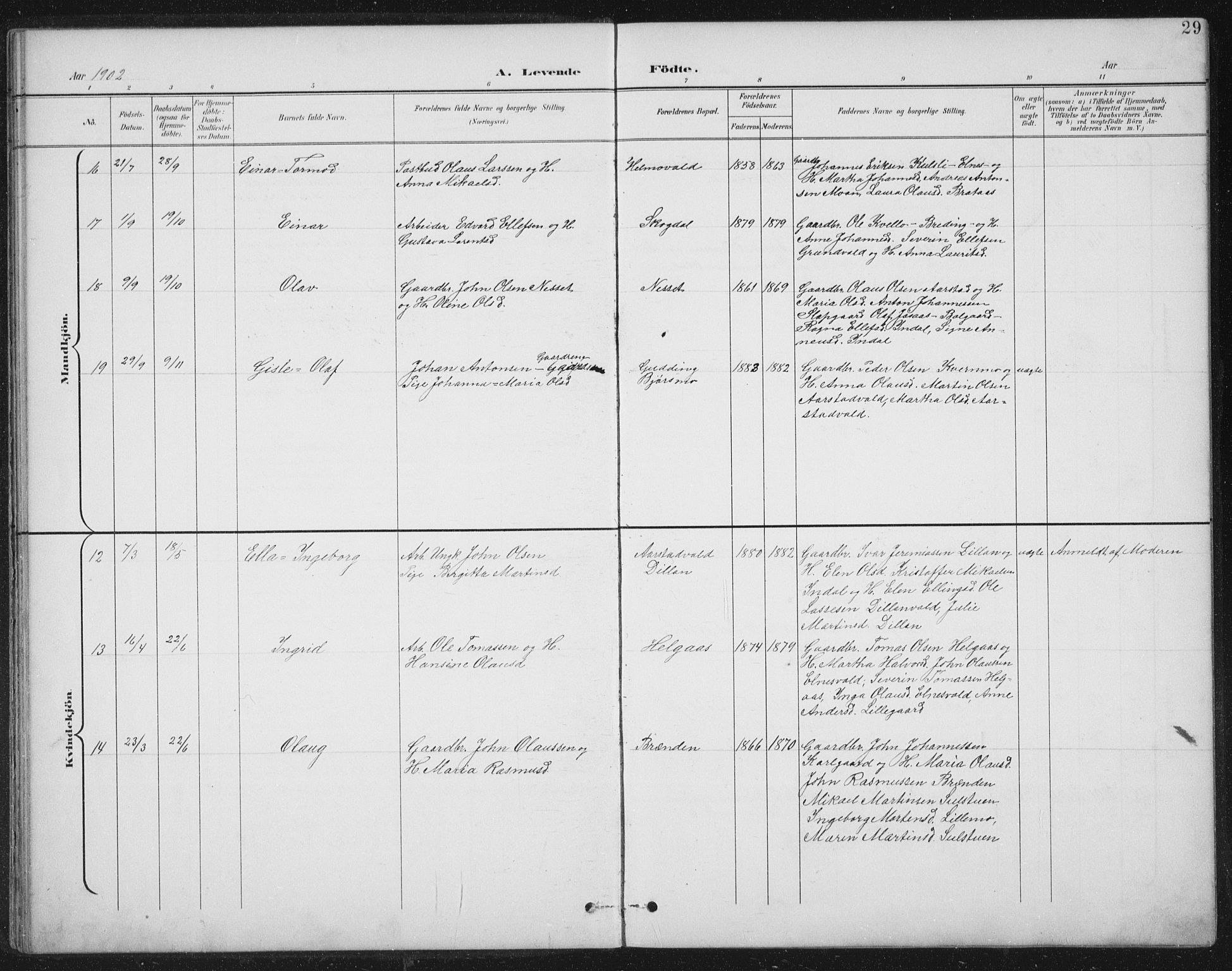 Ministerialprotokoller, klokkerbøker og fødselsregistre - Nord-Trøndelag, SAT/A-1458/724/L0269: Klokkerbok nr. 724C05, 1899-1920, s. 29