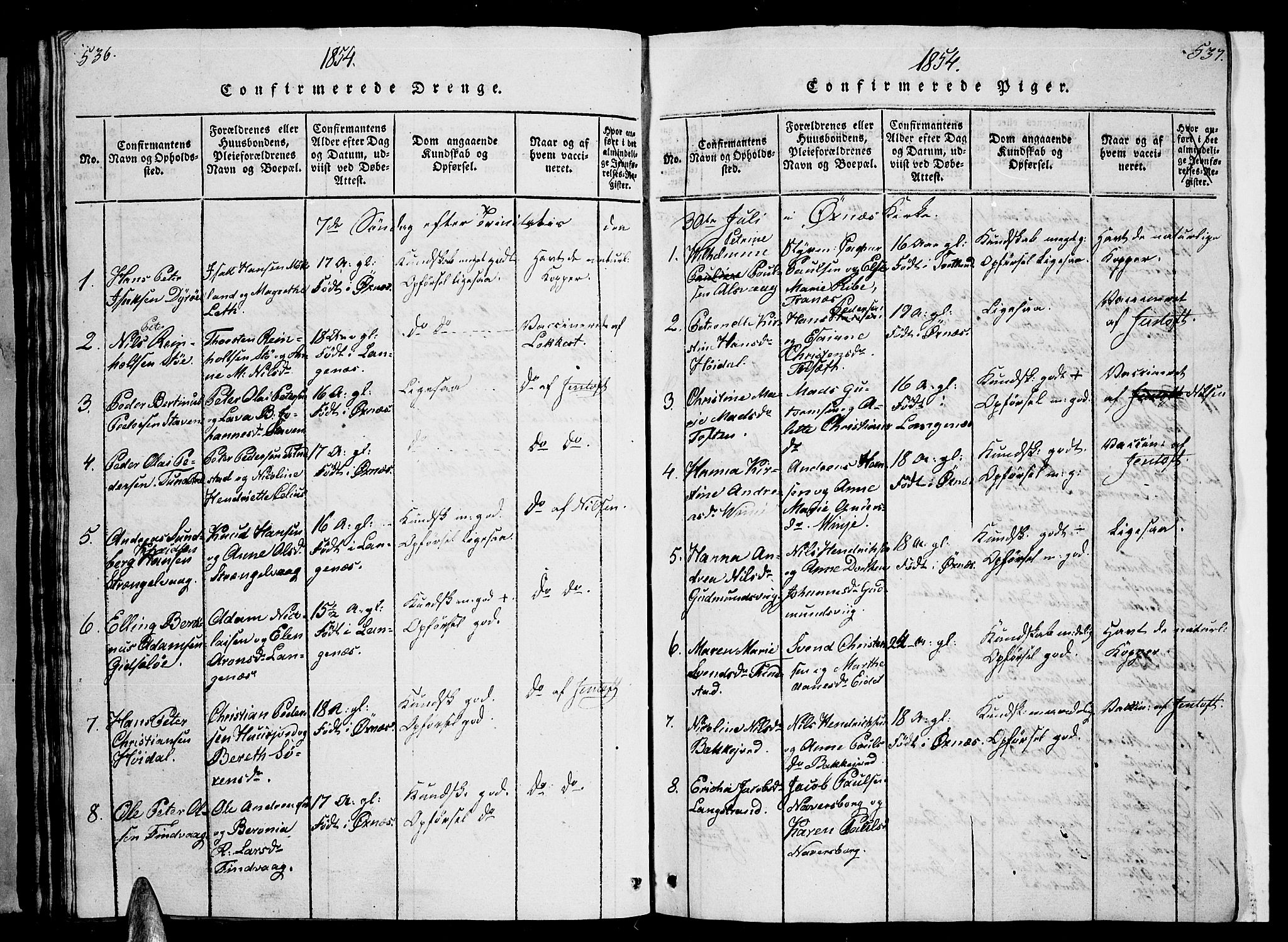 Ministerialprotokoller, klokkerbøker og fødselsregistre - Nordland, AV/SAT-A-1459/893/L1346: Klokkerbok nr. 893C01, 1820-1858, s. 536-537