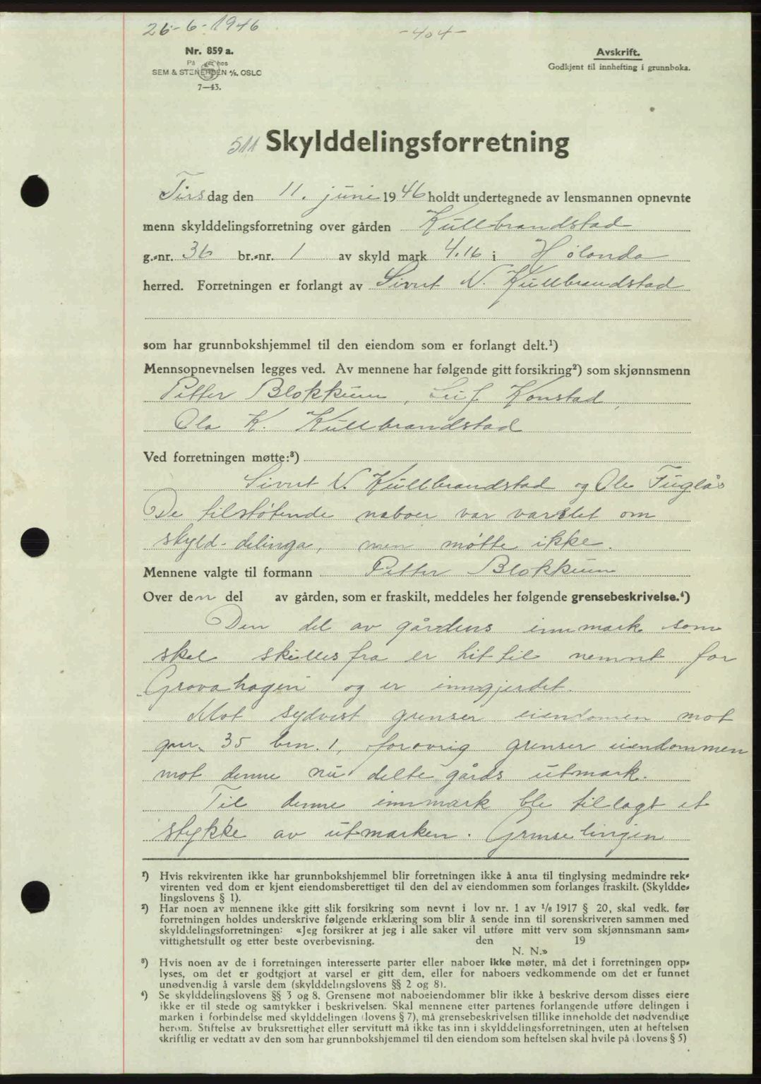 Gauldal sorenskriveri, SAT/A-0014/1/2/2C: Pantebok nr. A2, 1946-1946, Dagboknr: 511/1946
