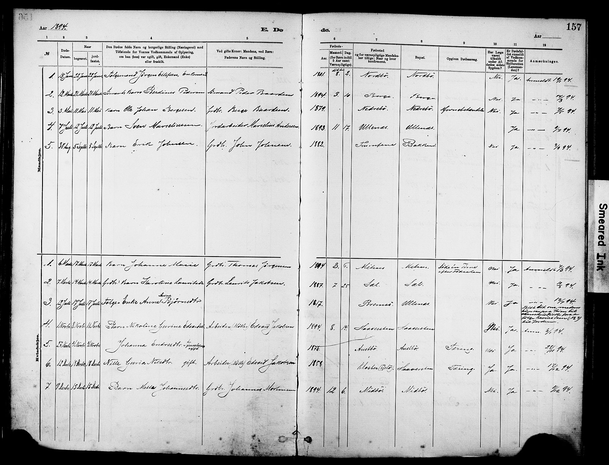 Rennesøy sokneprestkontor, AV/SAST-A -101827/H/Ha/Haa/L0012: Ministerialbok nr. A 13, 1885-1917, s. 157