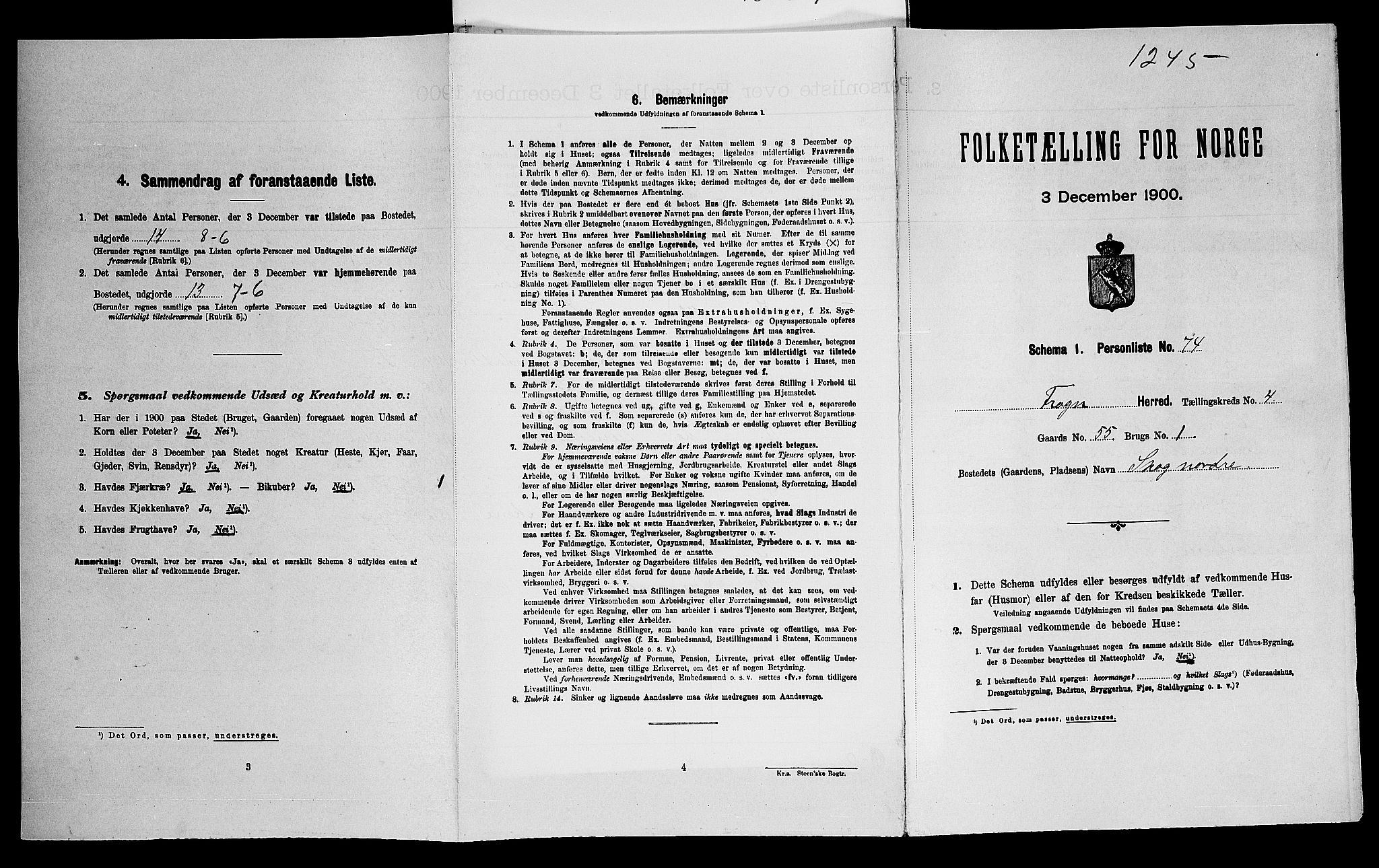 SAO, Folketelling 1900 for 0215 Frogn herred, 1900