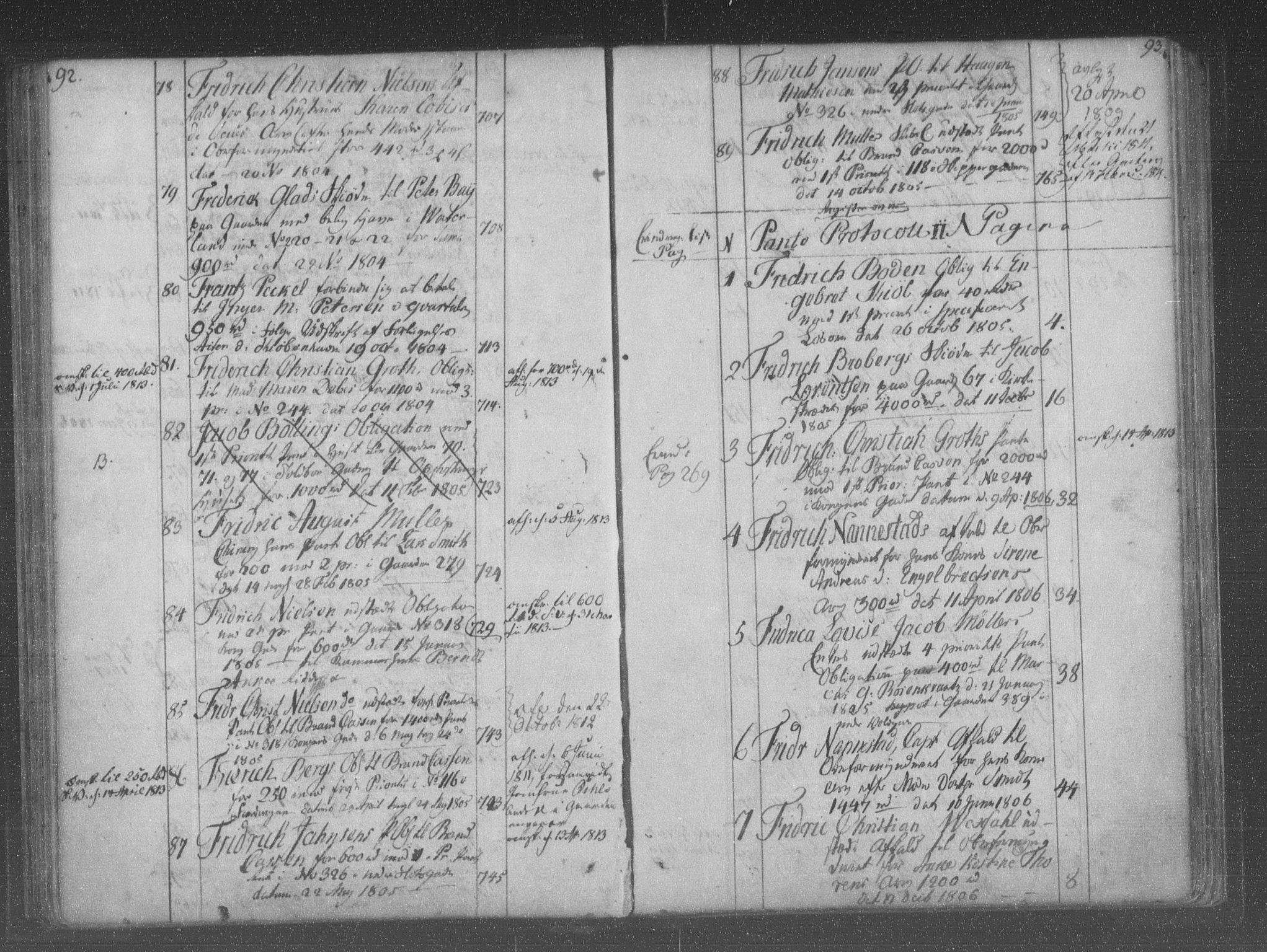 Christiania byfogd, AV/SAO-A-11543/G/Ga/Gaa/Gaaa/L0014: Panteregister nr. I 14, 1789-1809, s. 92-93