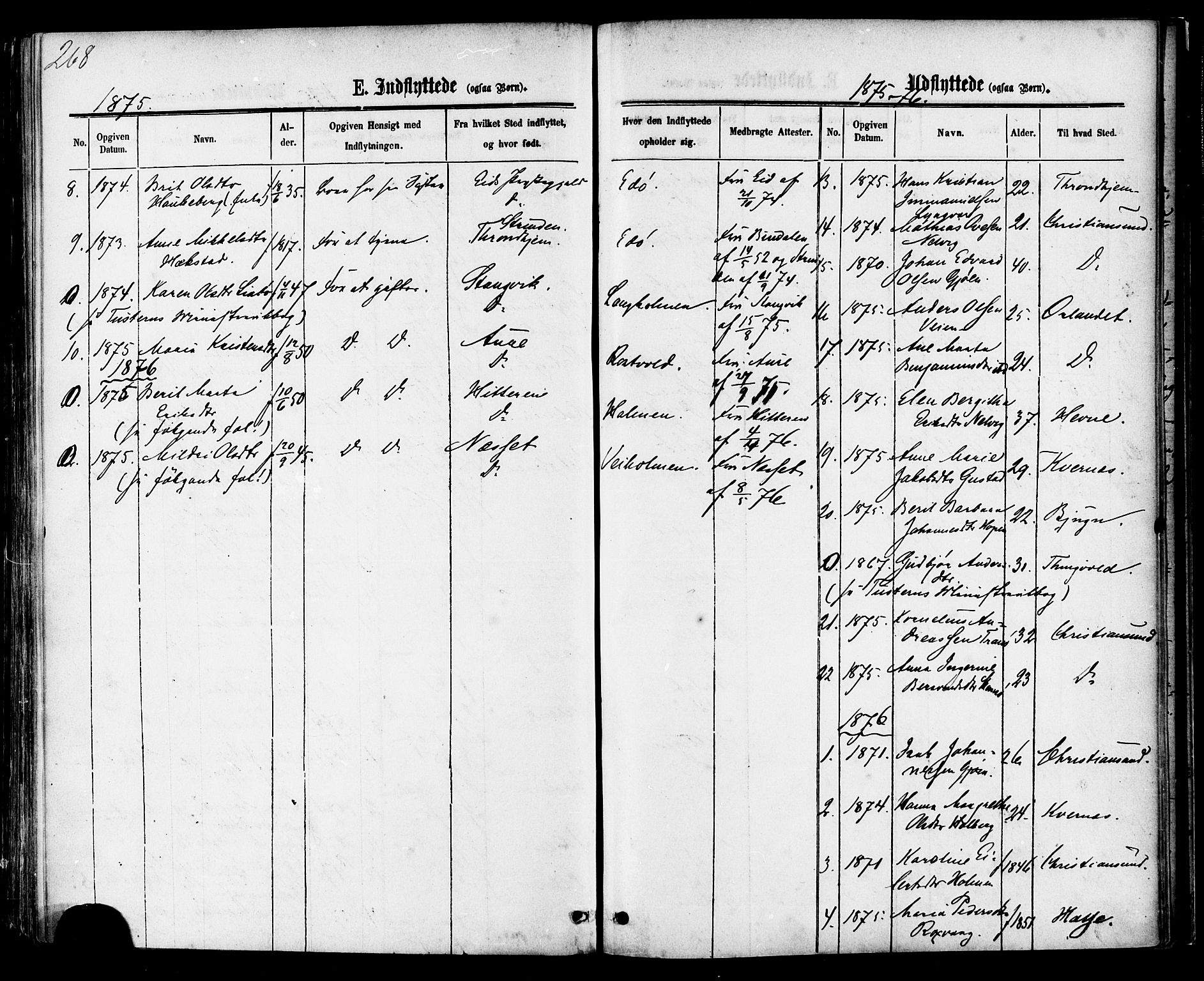 Ministerialprotokoller, klokkerbøker og fødselsregistre - Møre og Romsdal, SAT/A-1454/581/L0938: Ministerialbok nr. 581A06, 1873-1879, s. 268