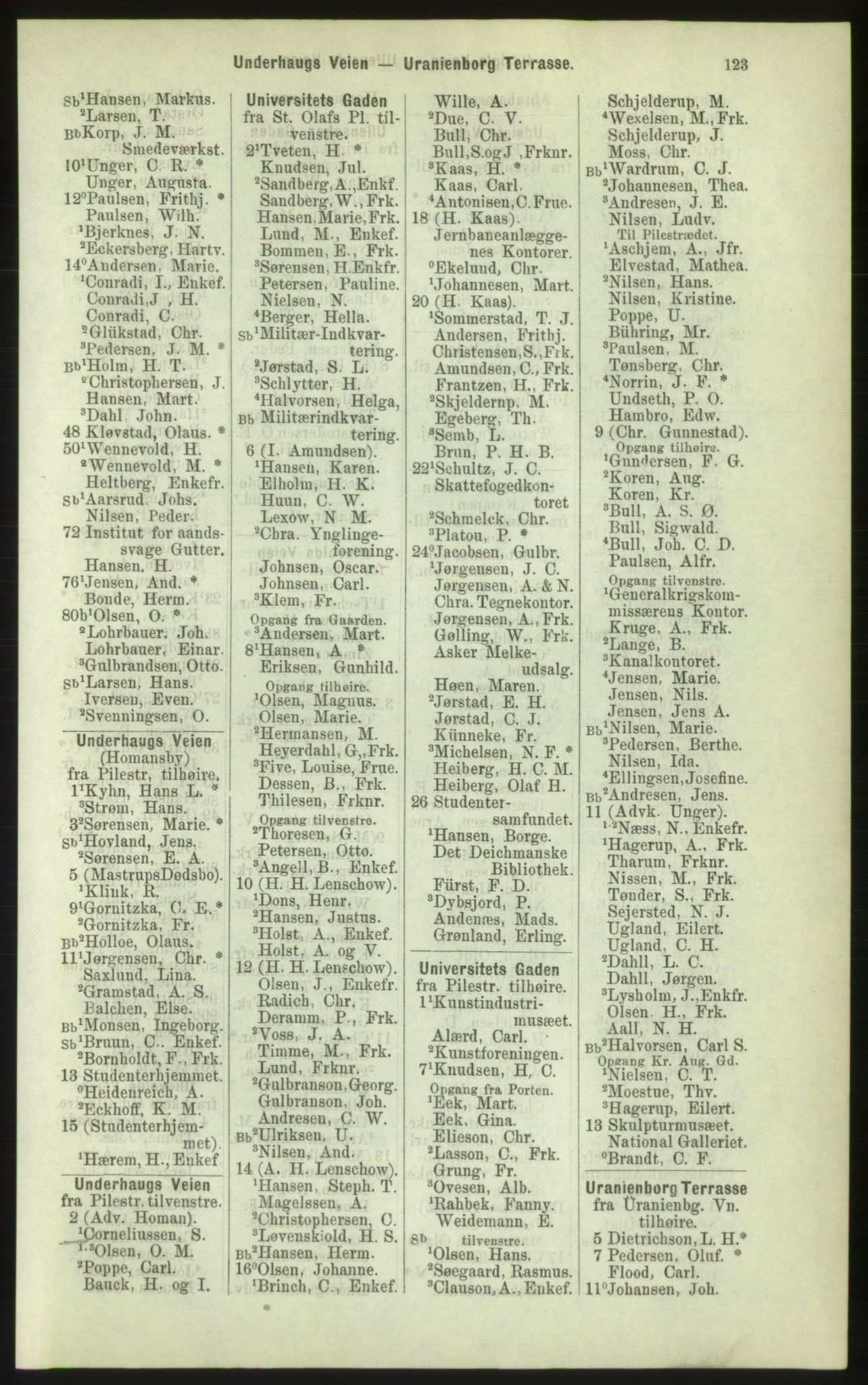 Kristiania/Oslo adressebok, PUBL/-, 1884, s. 123