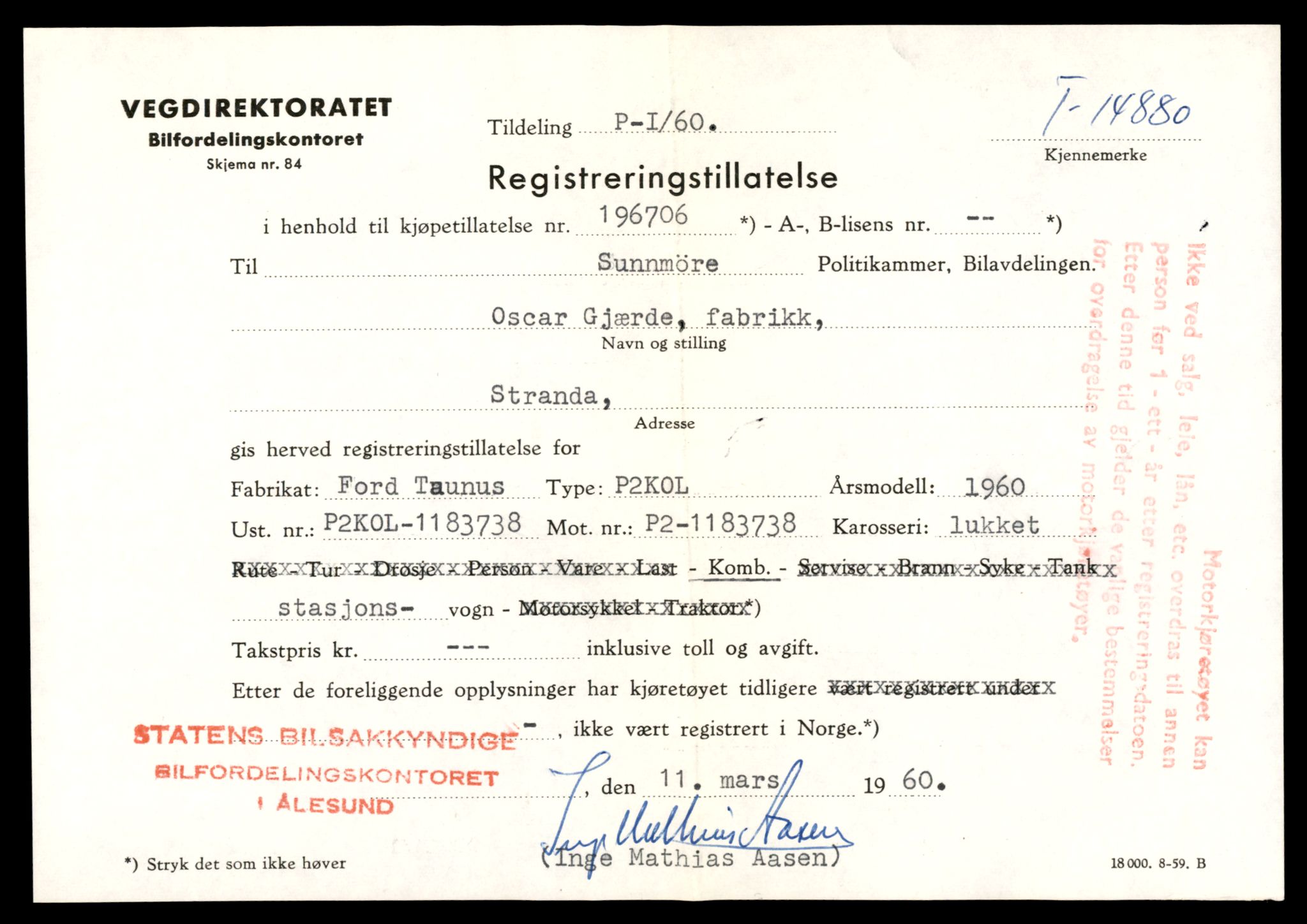 Møre og Romsdal vegkontor - Ålesund trafikkstasjon, AV/SAT-A-4099/F/Fe/L0049: Registreringskort for kjøretøy T 14864 - T 18613, 1927-1998, s. 431