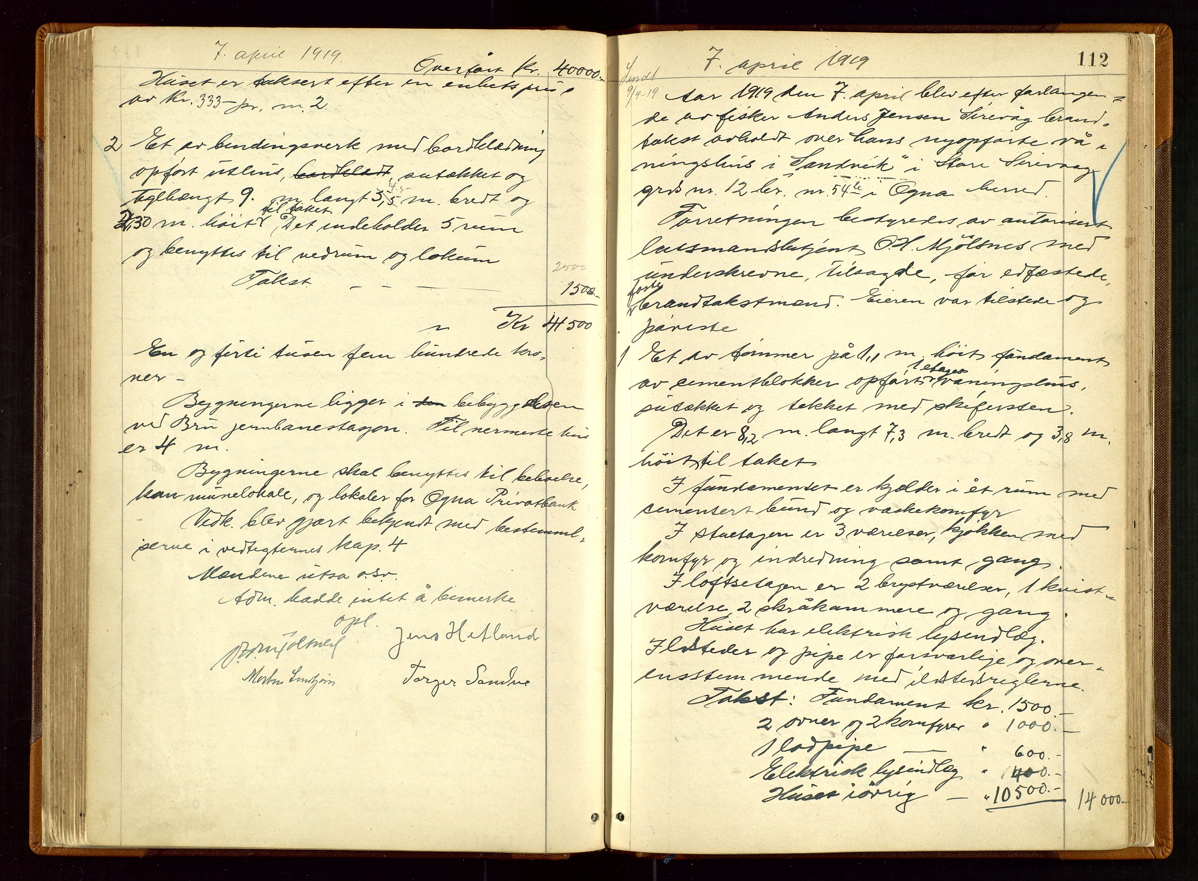 Eigersund lensmannskontor, AV/SAST-A-100171/Goa/L0004: "Brandtakst-Protokol", 1893-1920, s. 111b-112a
