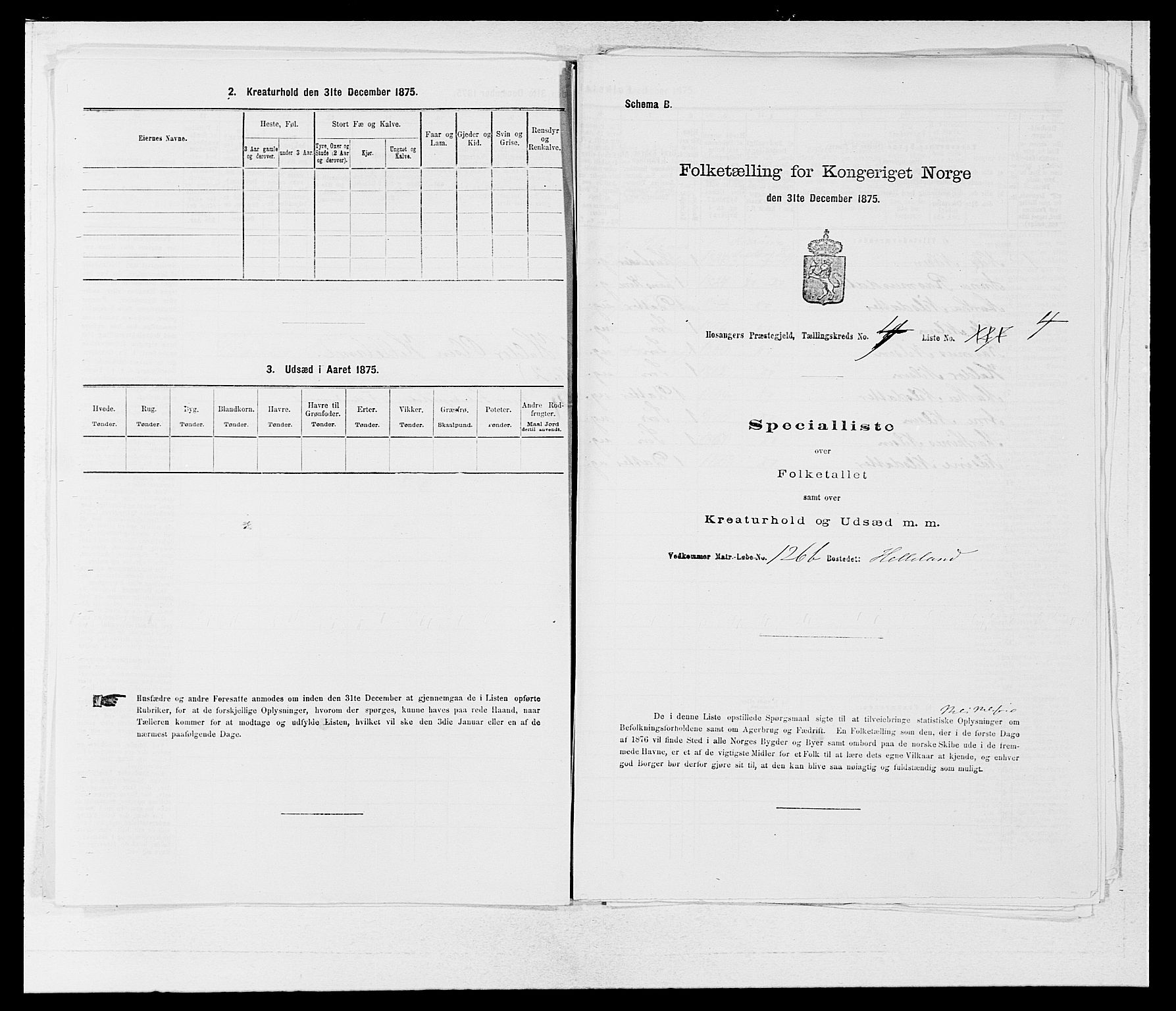 SAB, Folketelling 1875 for 1253P Hosanger prestegjeld, 1875, s. 365