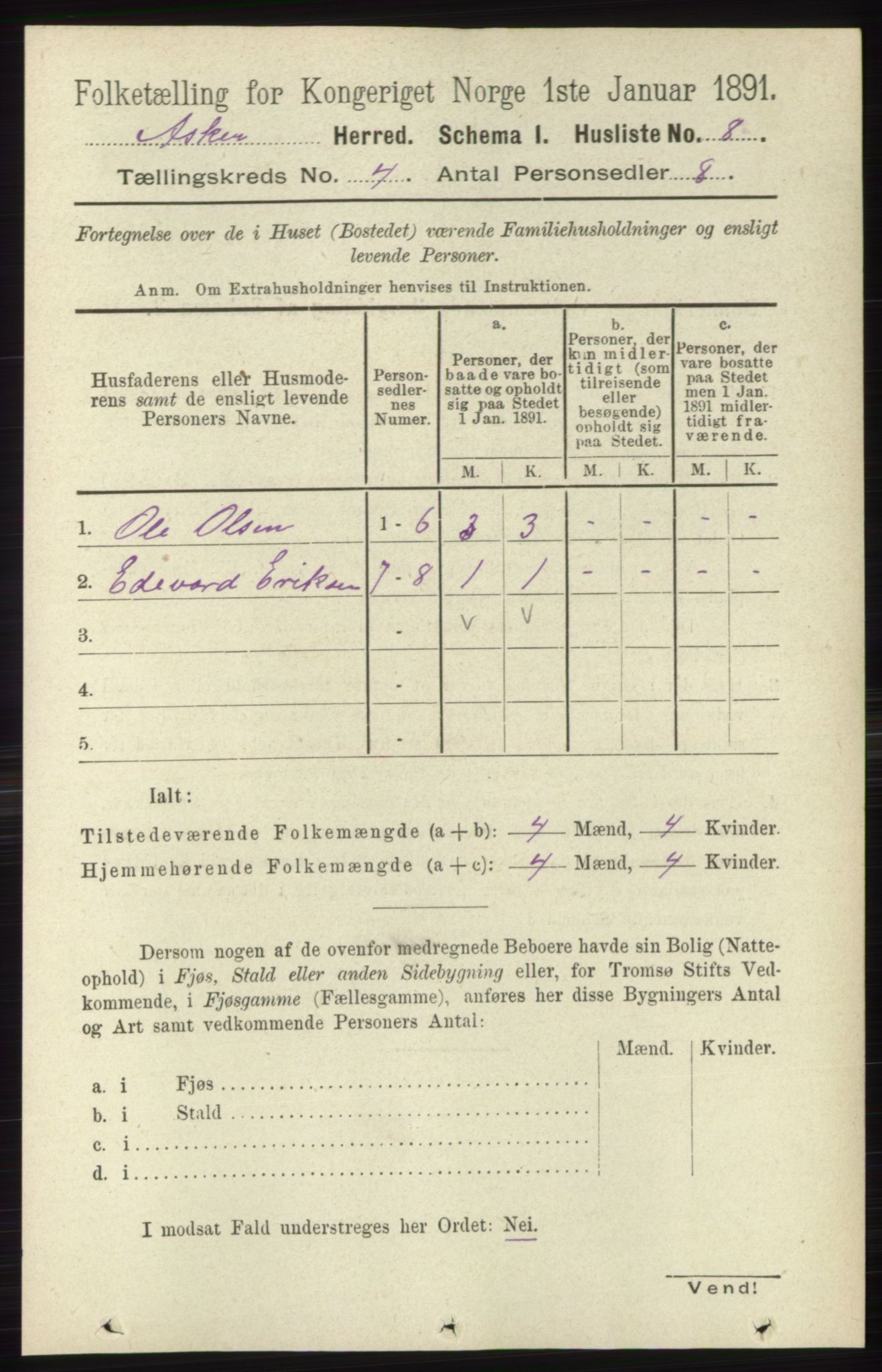 RA, Folketelling 1891 for 0220 Asker herred, 1891, s. 2838