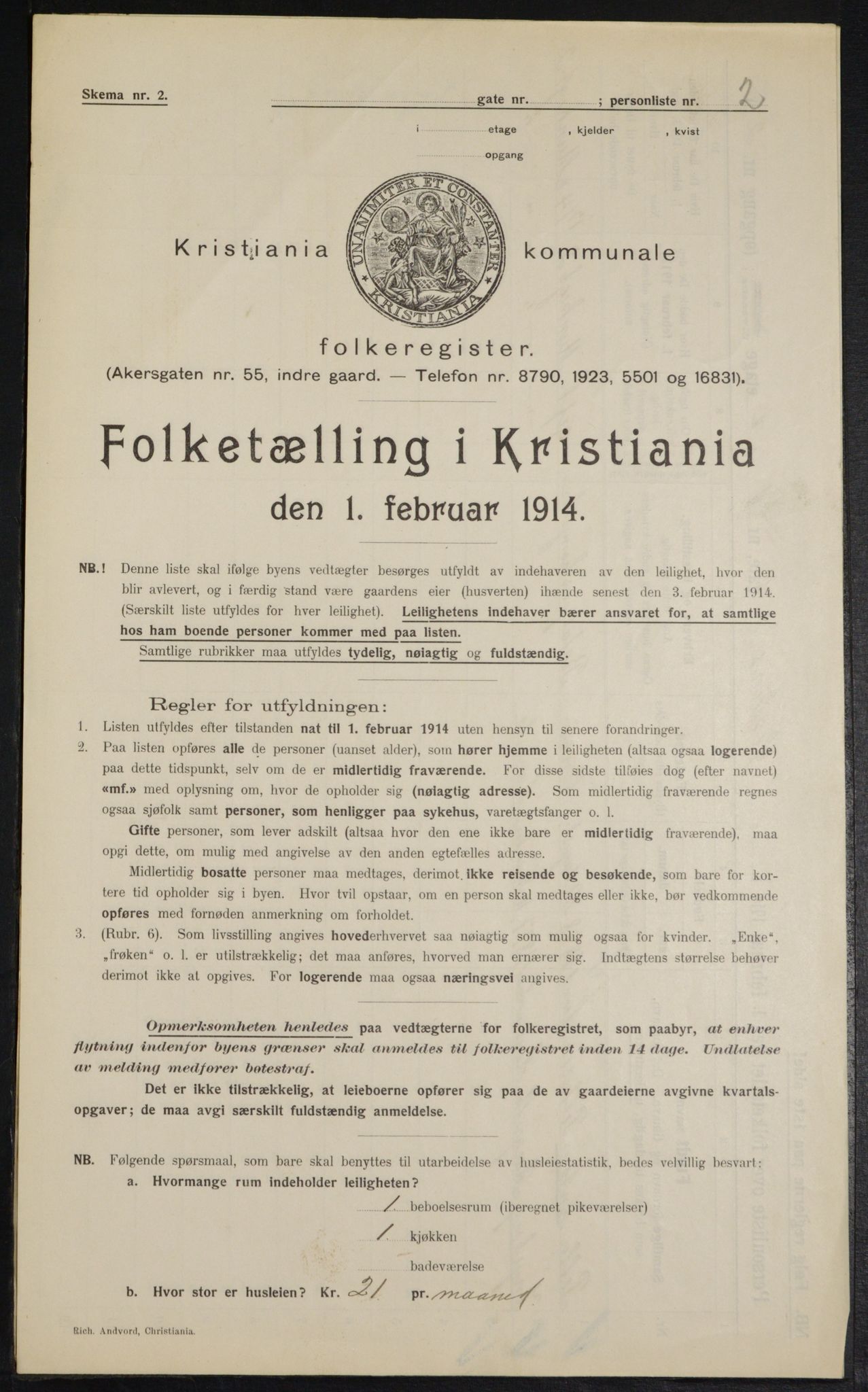 OBA, Kommunal folketelling 1.2.1914 for Kristiania, 1914, s. 131304