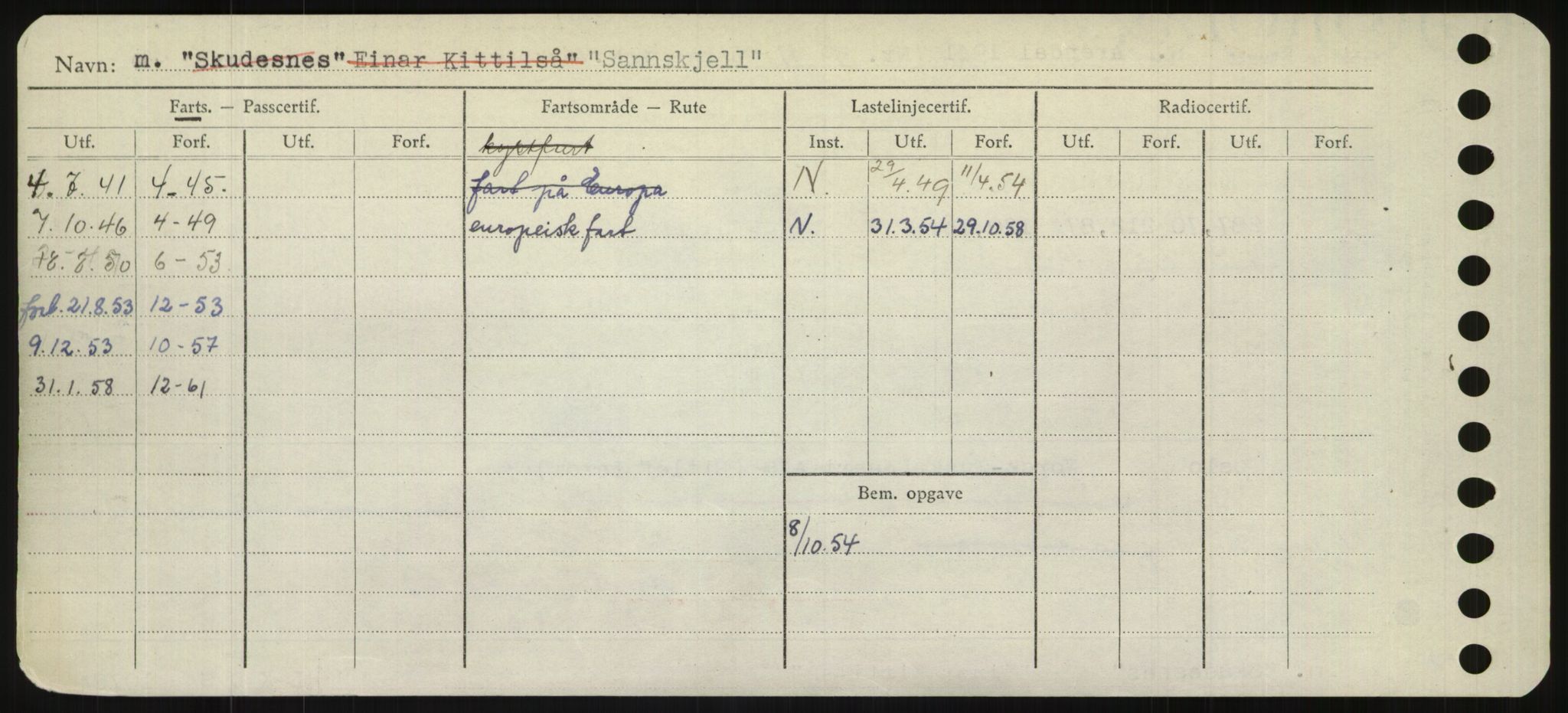 Sjøfartsdirektoratet med forløpere, Skipsmålingen, RA/S-1627/H/Hd/L0032: Fartøy, San-Seve, s. 148