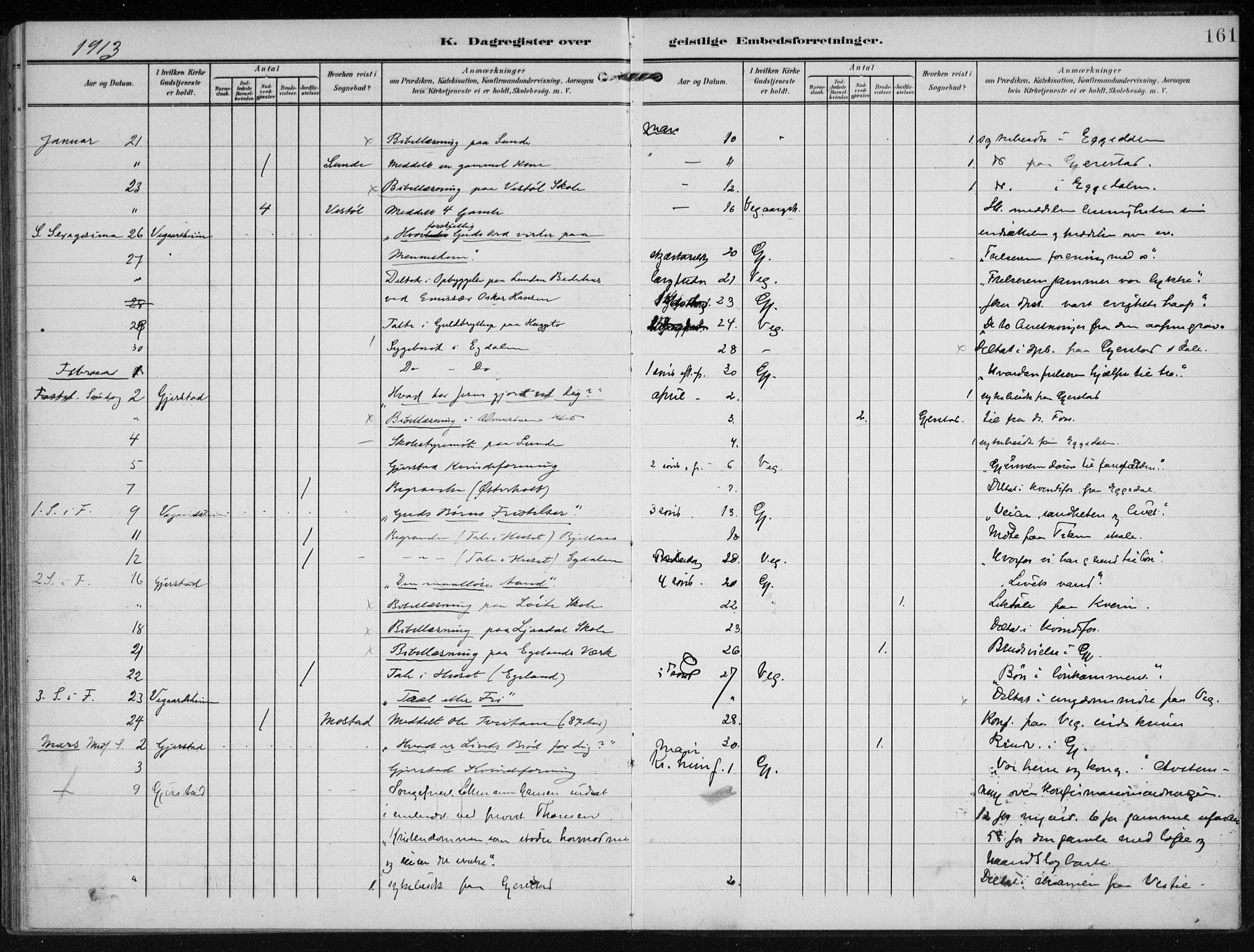 Gjerstad sokneprestkontor, SAK/1111-0014/F/Fa/Faa/L0011: Ministerialbok nr. A 11, 1903-1914, s. 161