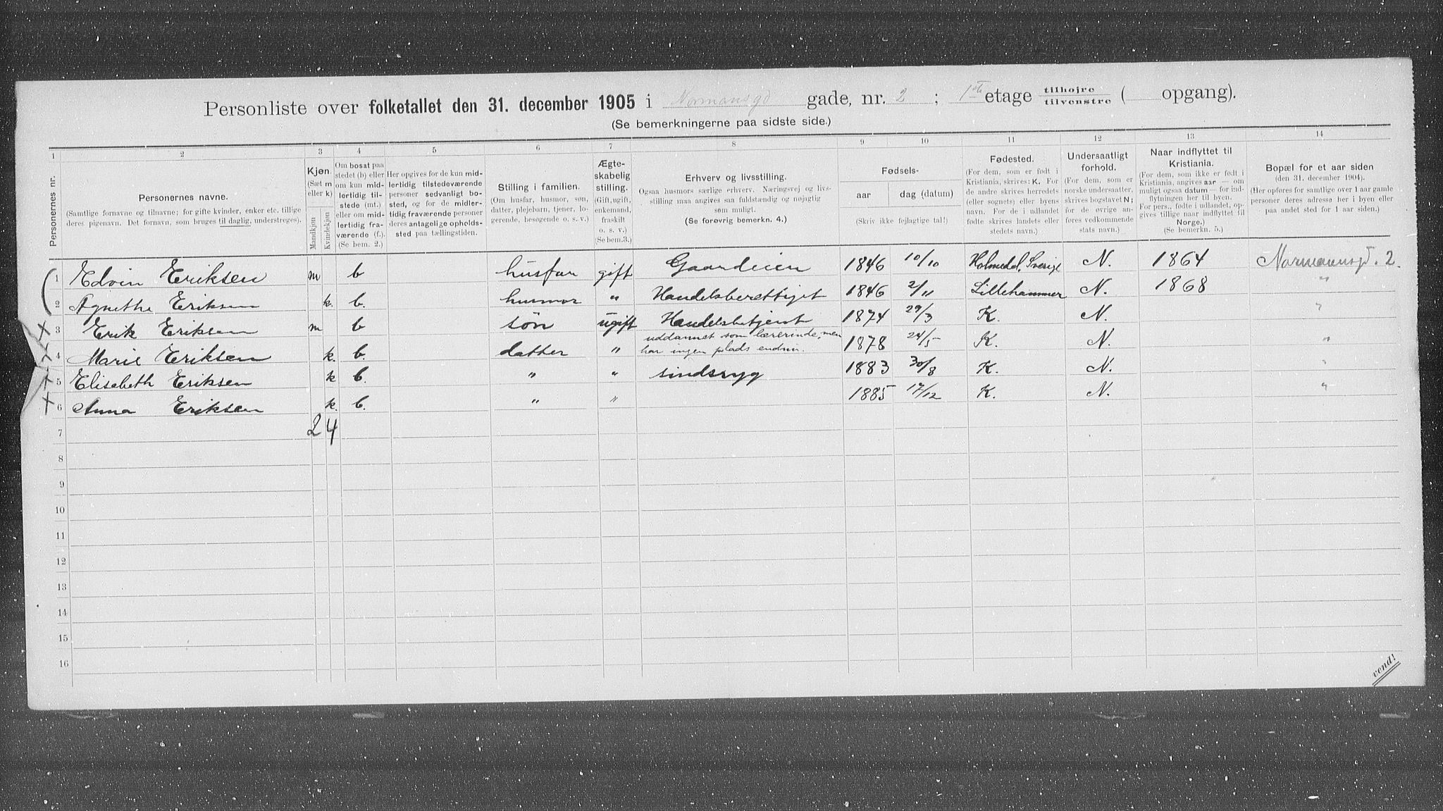 OBA, Kommunal folketelling 31.12.1905 for Kristiania kjøpstad, 1905, s. 38674