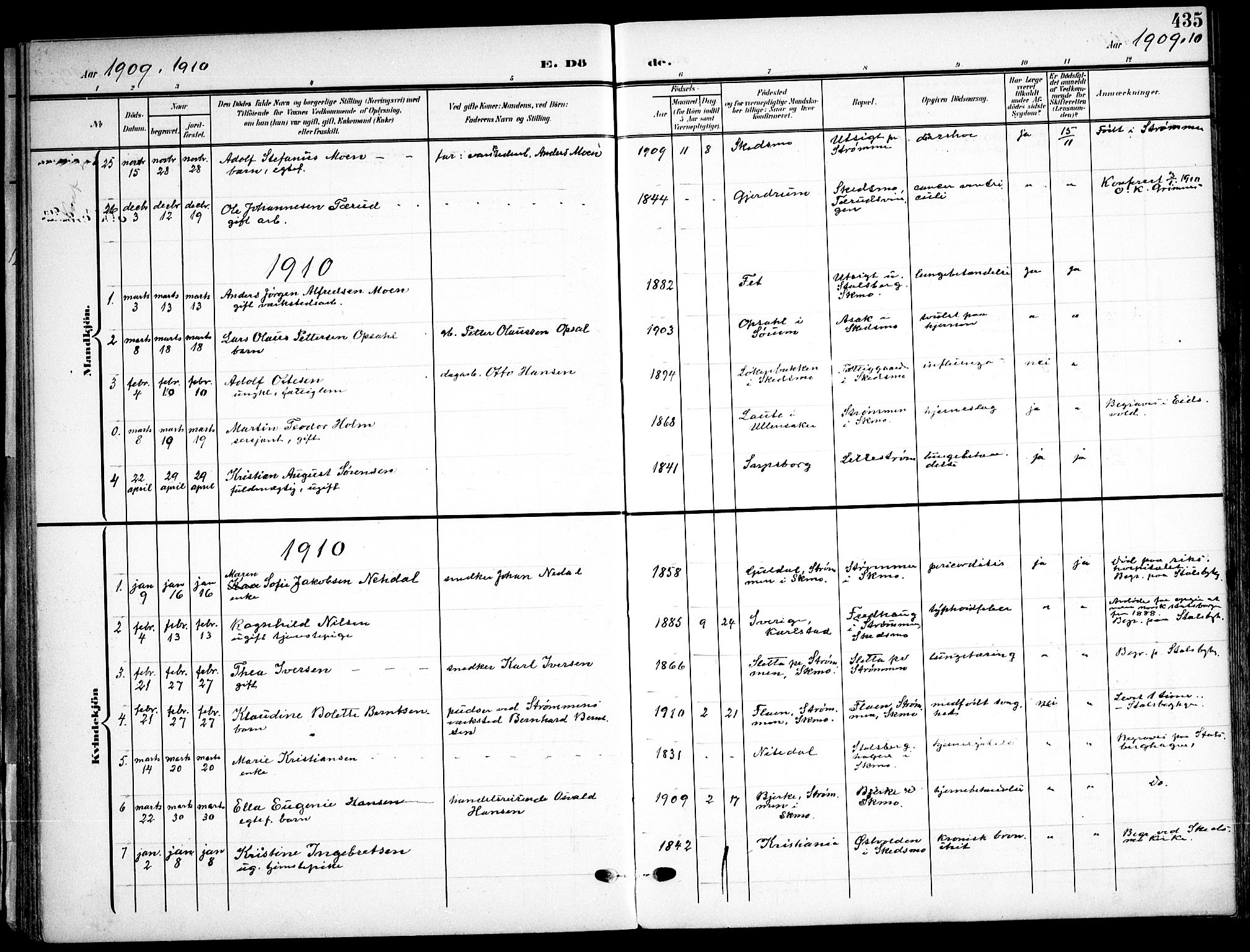Skedsmo prestekontor Kirkebøker, SAO/A-10033a/F/Fa/L0015: Ministerialbok nr. I 15, 1902-1917, s. 435