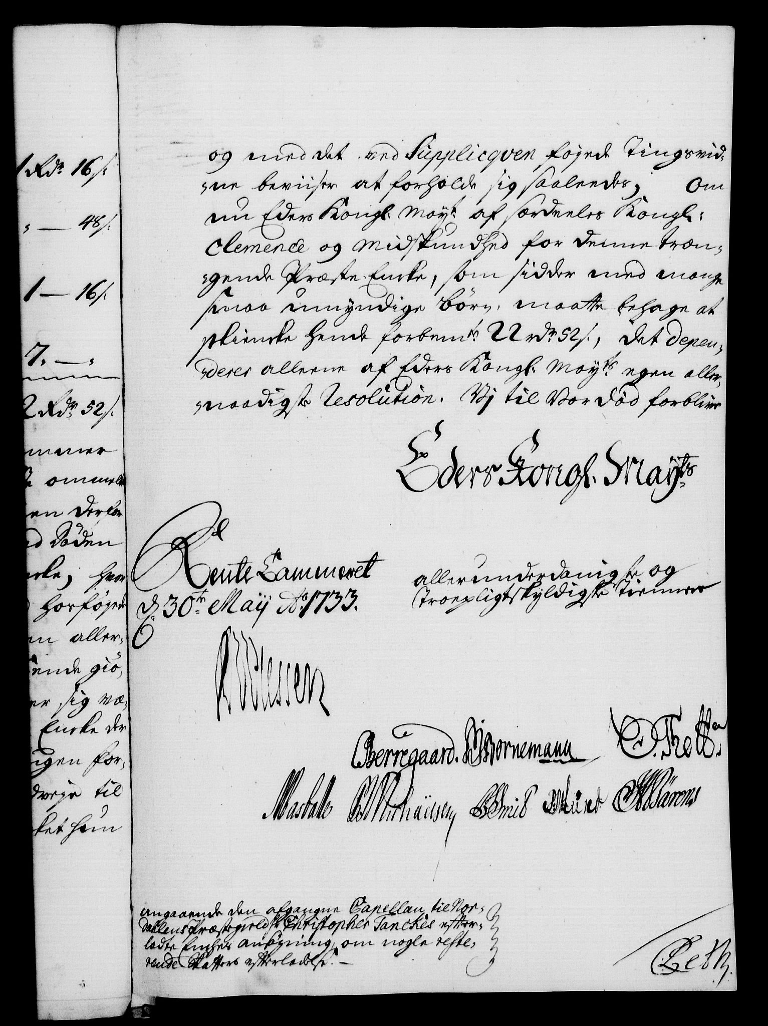 Rentekammeret, Kammerkanselliet, RA/EA-3111/G/Gf/Gfa/L0016: Norsk relasjons- og resolusjonsprotokoll (merket RK 52.16), 1733, s. 224