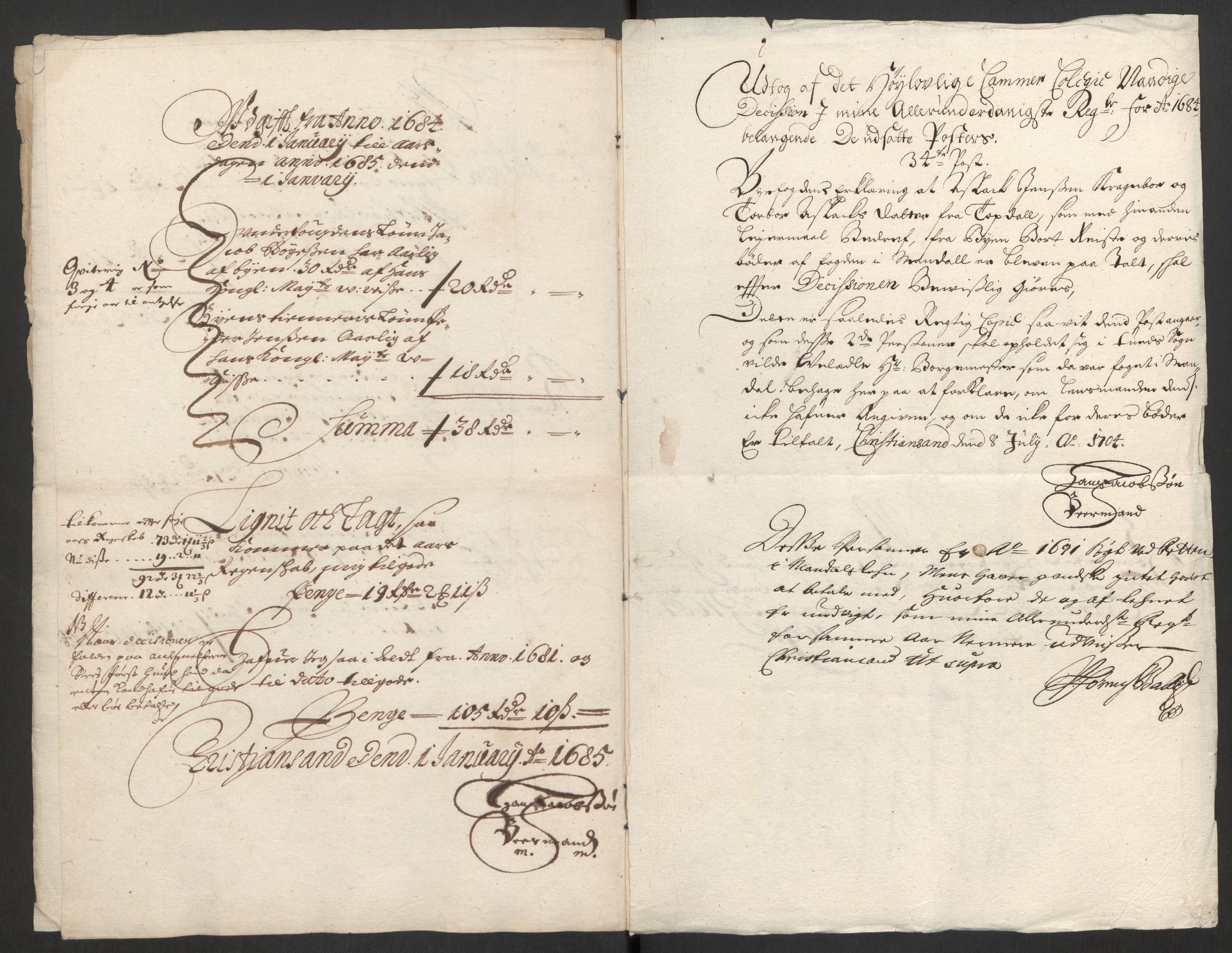 Rentekammeret inntil 1814, Reviderte regnskaper, Byregnskaper, AV/RA-EA-4066/R/Rm/L0285: [M18] Sikt og sakefall, 1681-1718, s. 45