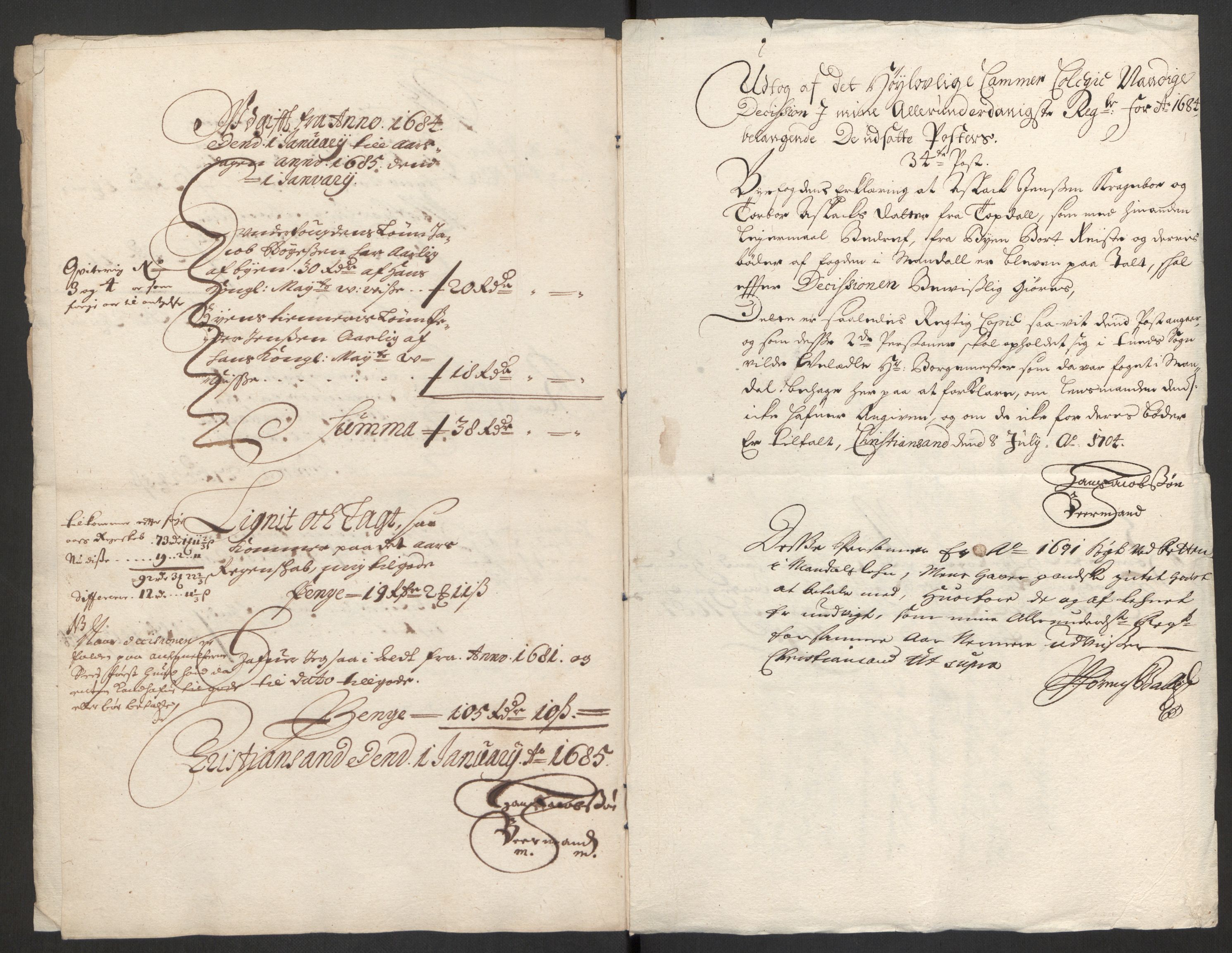 Rentekammeret inntil 1814, Reviderte regnskaper, Byregnskaper, RA/EA-4066/R/Rm/L0285: [M18] Sikt og sakefall, 1681-1718, s. 45