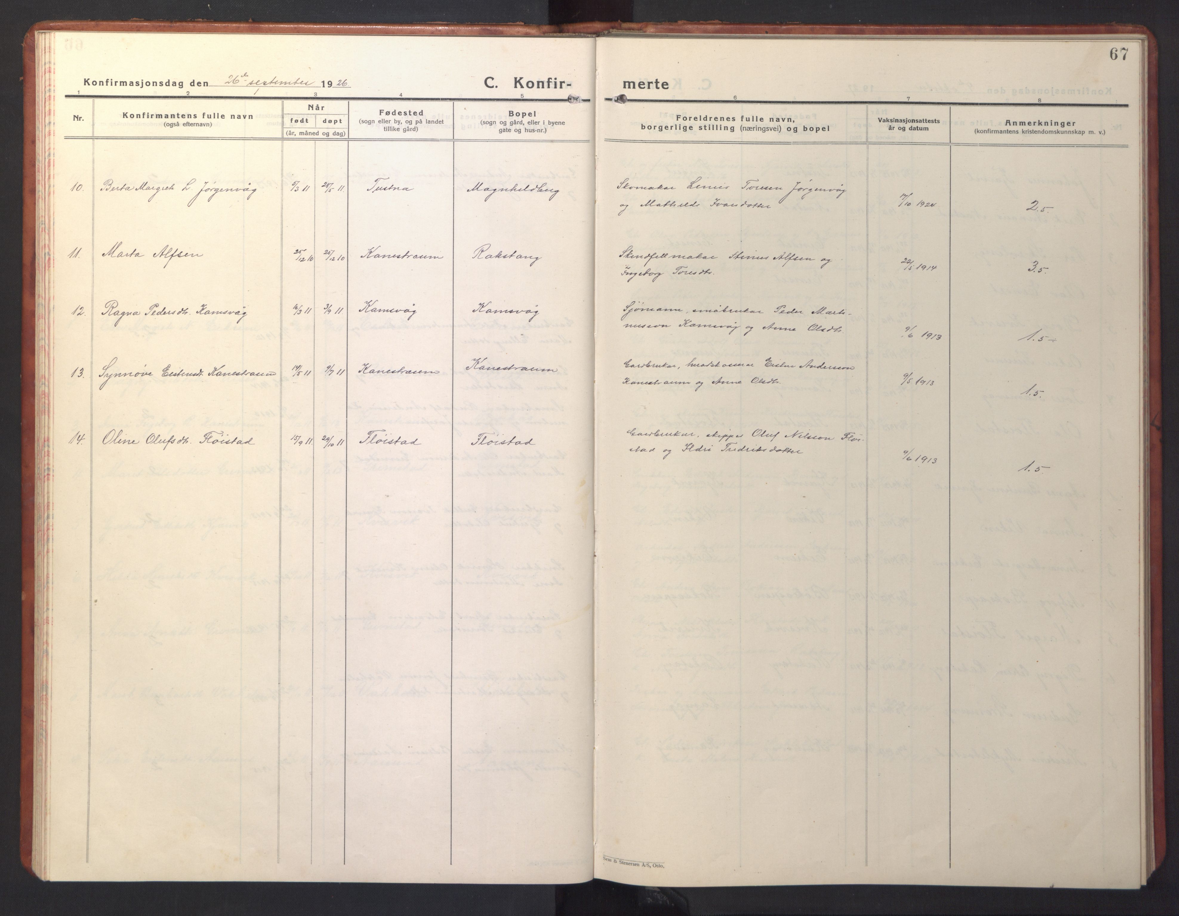 Ministerialprotokoller, klokkerbøker og fødselsregistre - Møre og Romsdal, AV/SAT-A-1454/587/L1002: Klokkerbok nr. 587C02, 1926-1951, s. 67