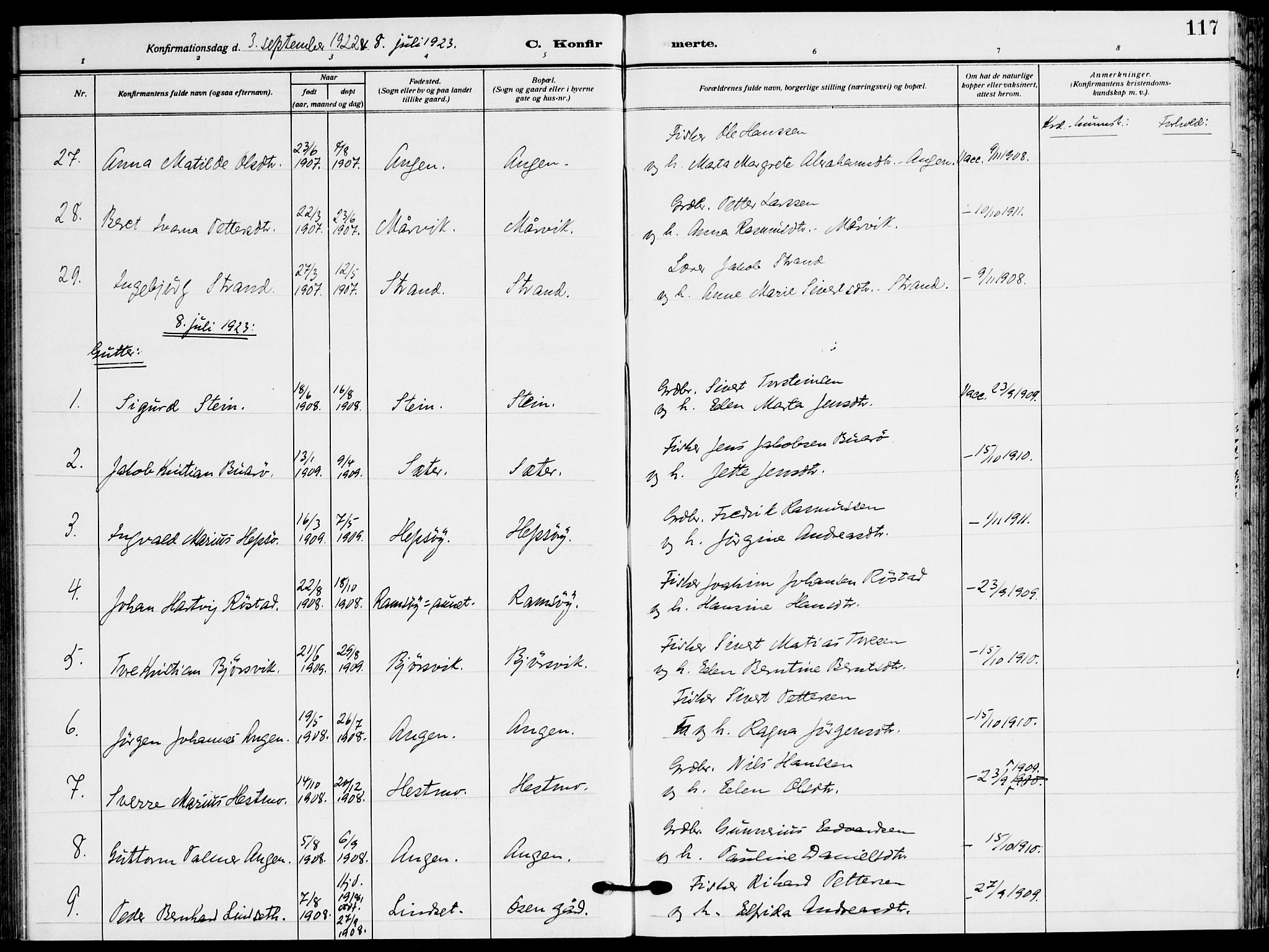 Ministerialprotokoller, klokkerbøker og fødselsregistre - Sør-Trøndelag, AV/SAT-A-1456/658/L0724: Ministerialbok nr. 658A03, 1912-1924, s. 117