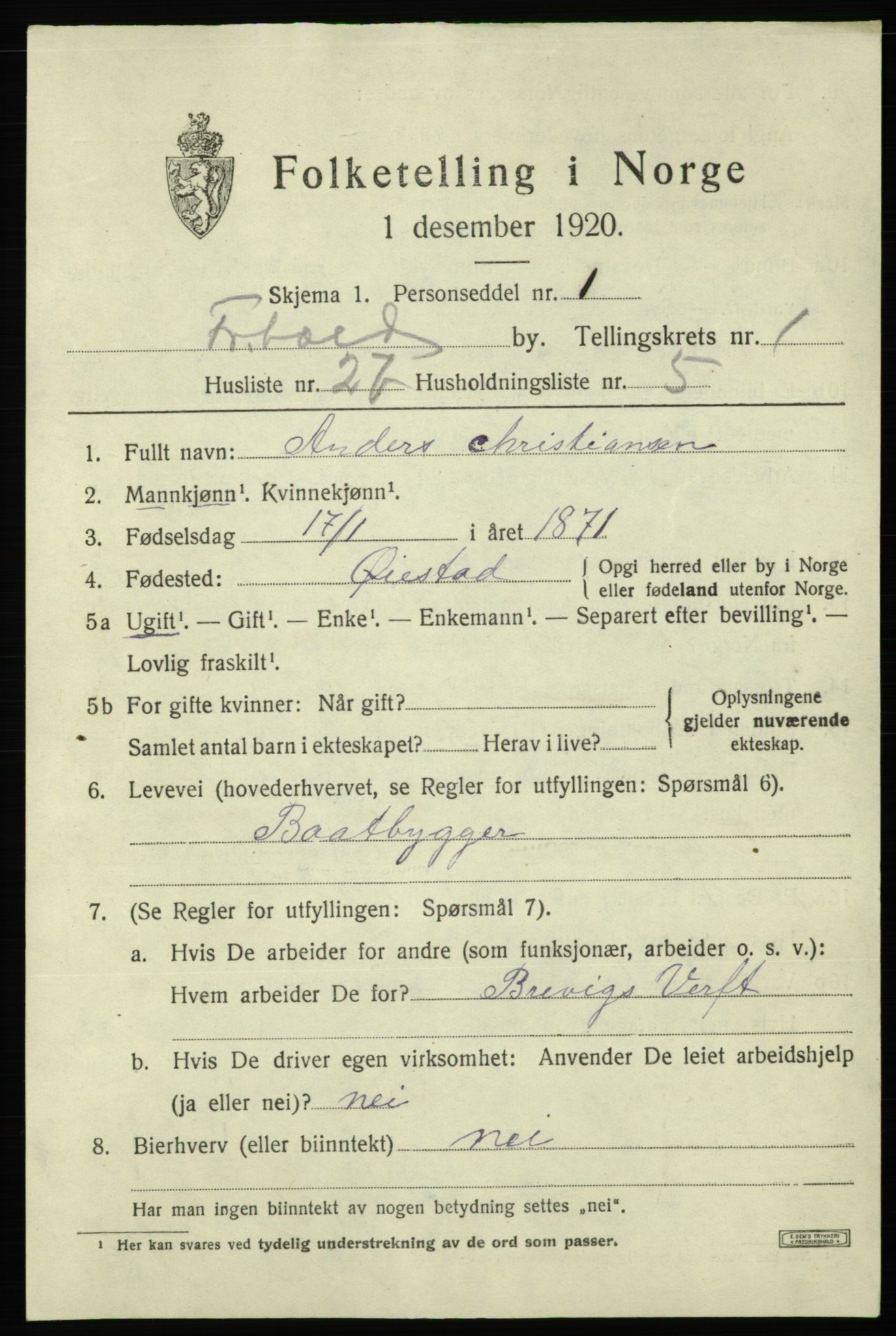 SAO, Folketelling 1920 for 0101 Fredrikshald kjøpstad, 1920, s. 8546