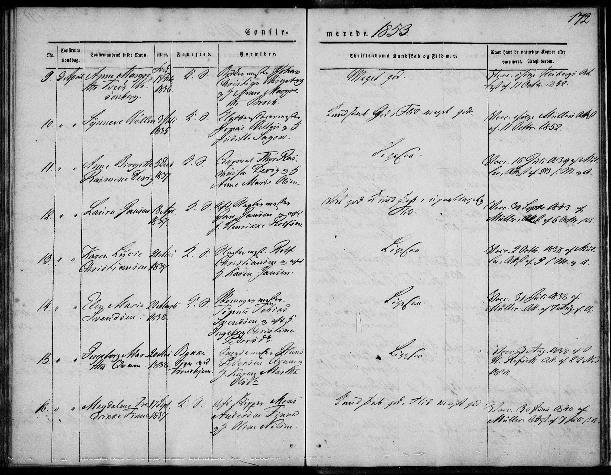 Korskirken sokneprestembete, SAB/A-76101/H/Haa/L0026: Ministerialbok nr. C 2, 1842-1854, s. 172