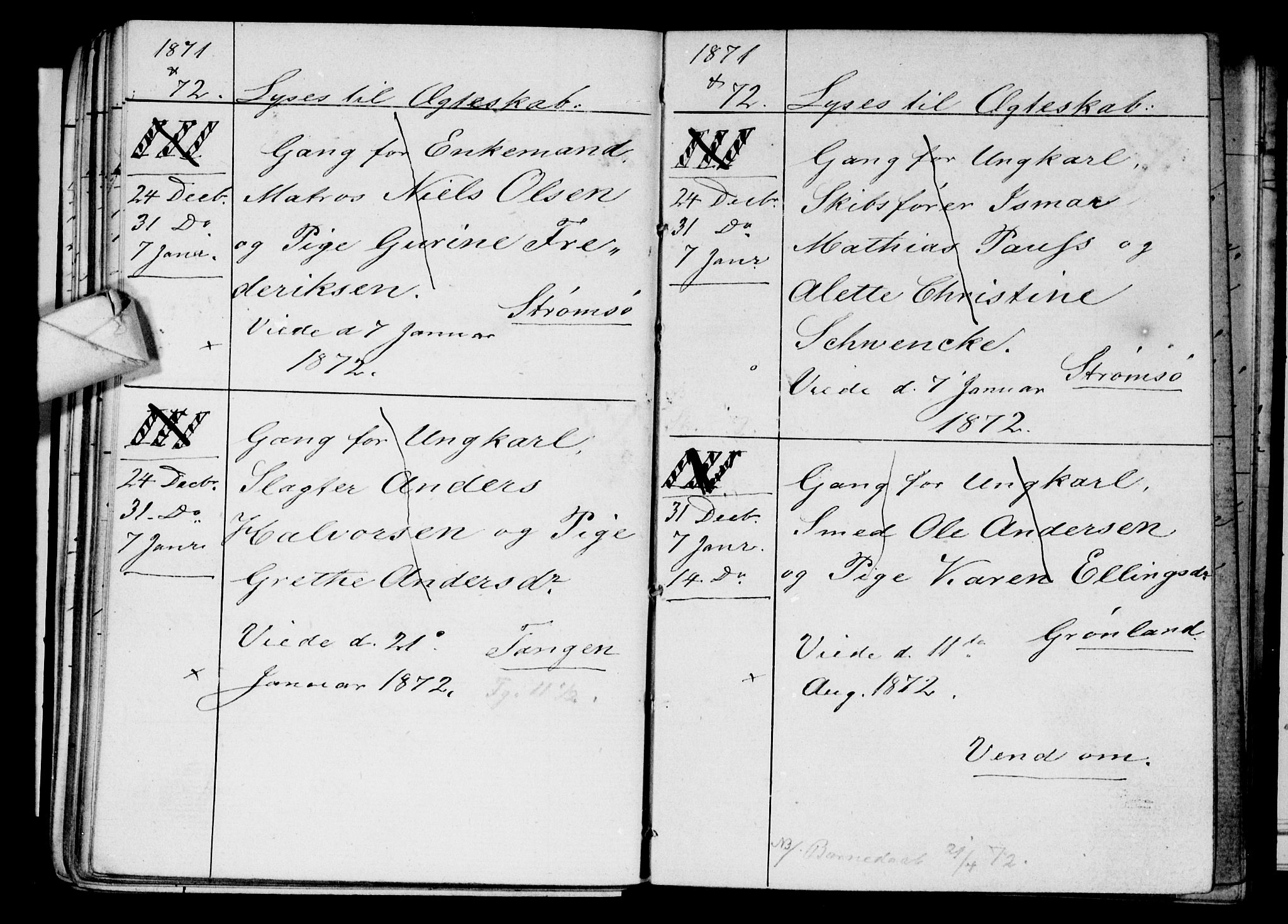 Strømsø kirkebøker, AV/SAKO-A-246/H/Ha/L0003: Lysningsprotokoll nr. 3, 1866-1874