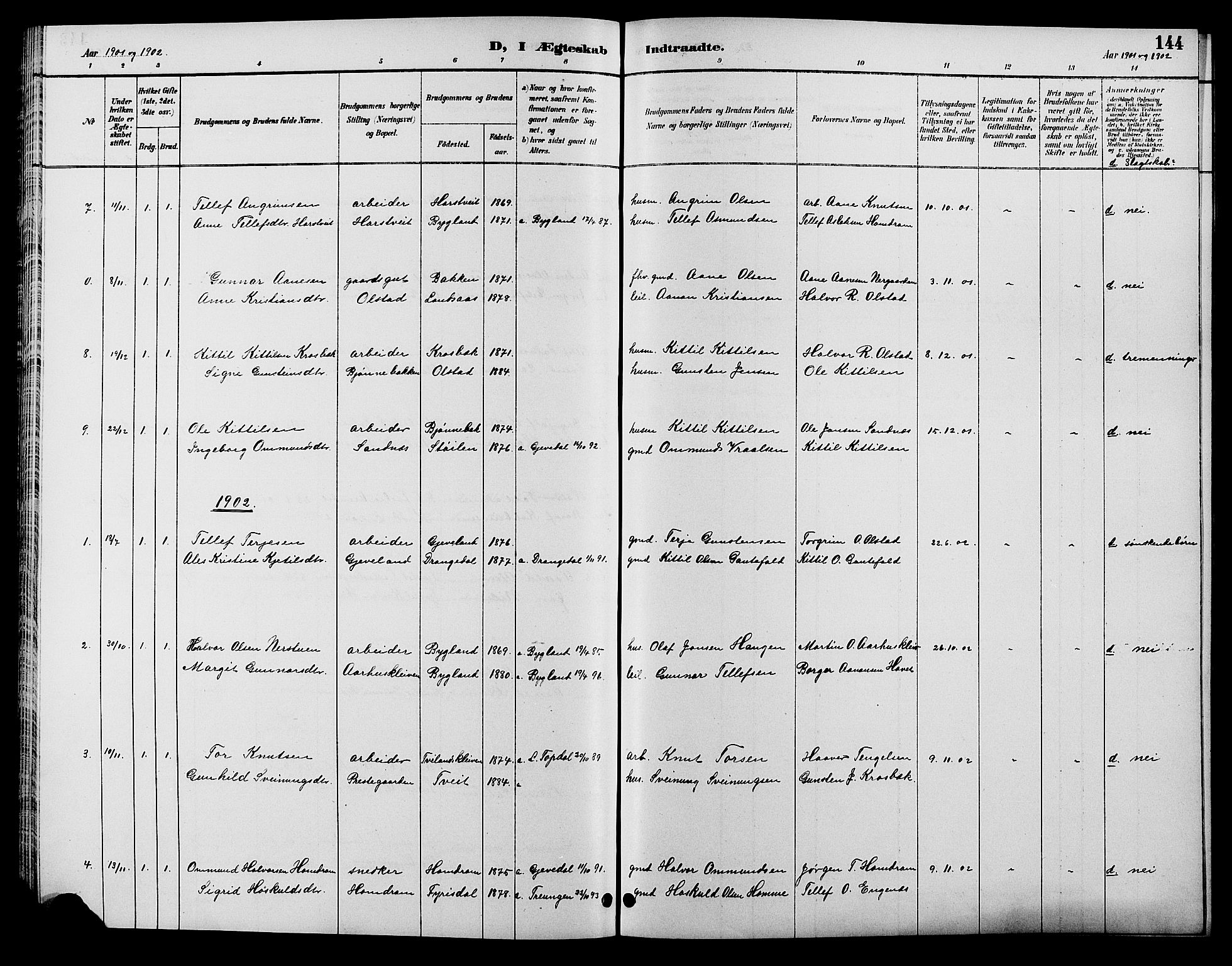 Åmli sokneprestkontor, SAK/1111-0050/F/Fb/Fbc/L0004: Klokkerbok nr. B 4, 1889-1902, s. 144
