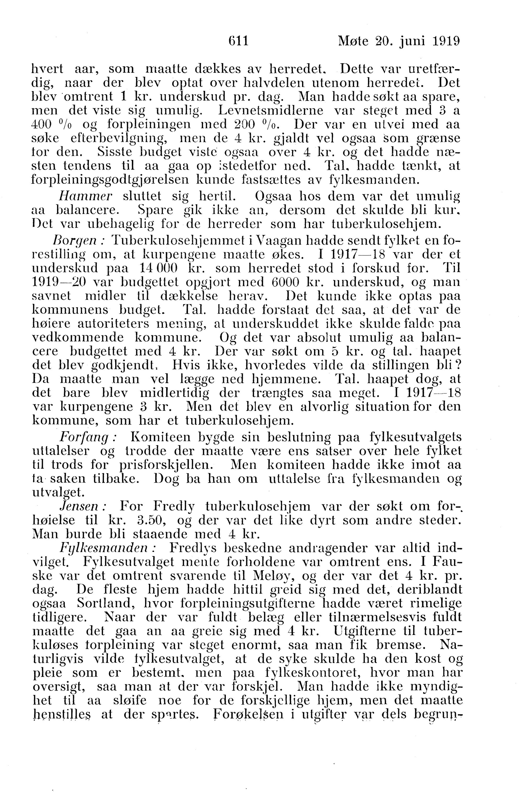 Nordland Fylkeskommune. Fylkestinget, AIN/NFK-17/176/A/Ac/L0042: Fylkestingsforhandlinger 1919, 1919