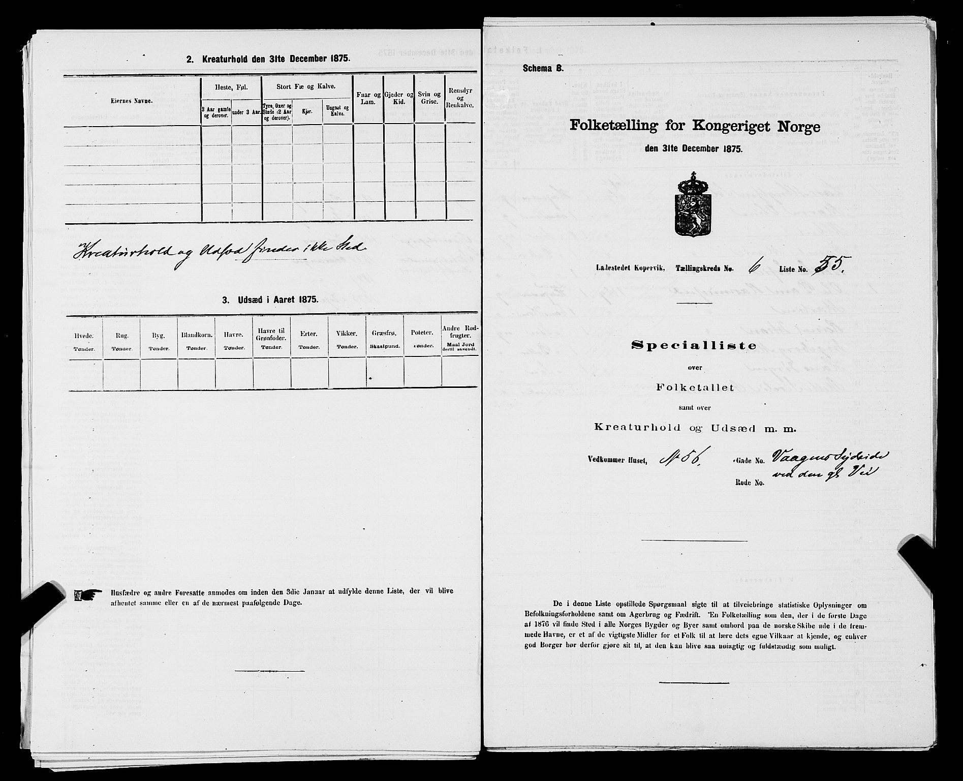 SAST, Folketelling 1875 for 1105B Avaldsnes prestegjeld, Kopervik ladested, 1875, s. 108