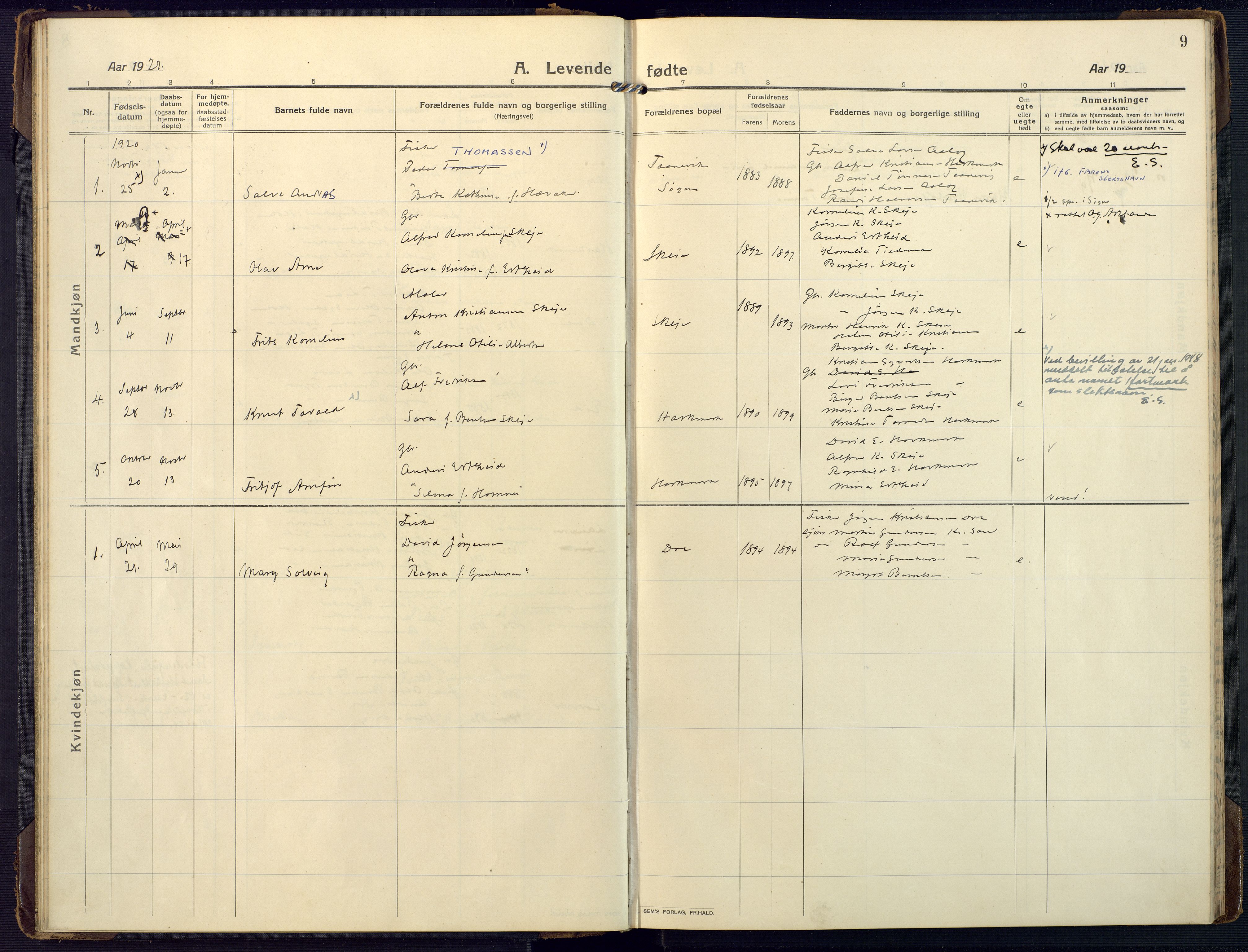 Mandal sokneprestkontor, AV/SAK-1111-0030/F/Fa/Fab/L0003: Ministerialbok nr. A 3, 1913-1933, s. 9