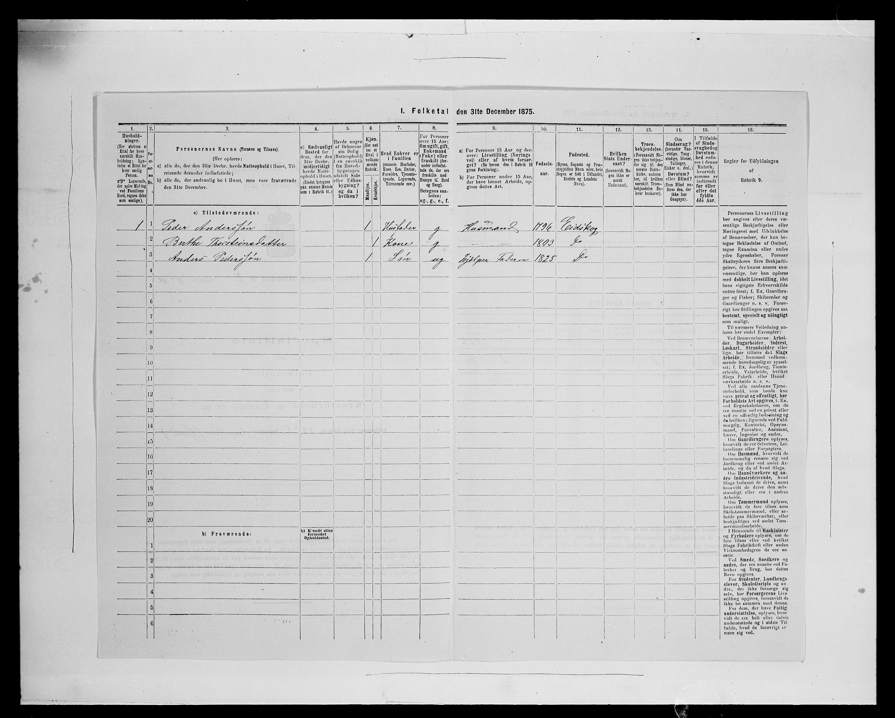 SAH, Folketelling 1875 for 0420P Eidskog prestegjeld, 1875, s. 1243