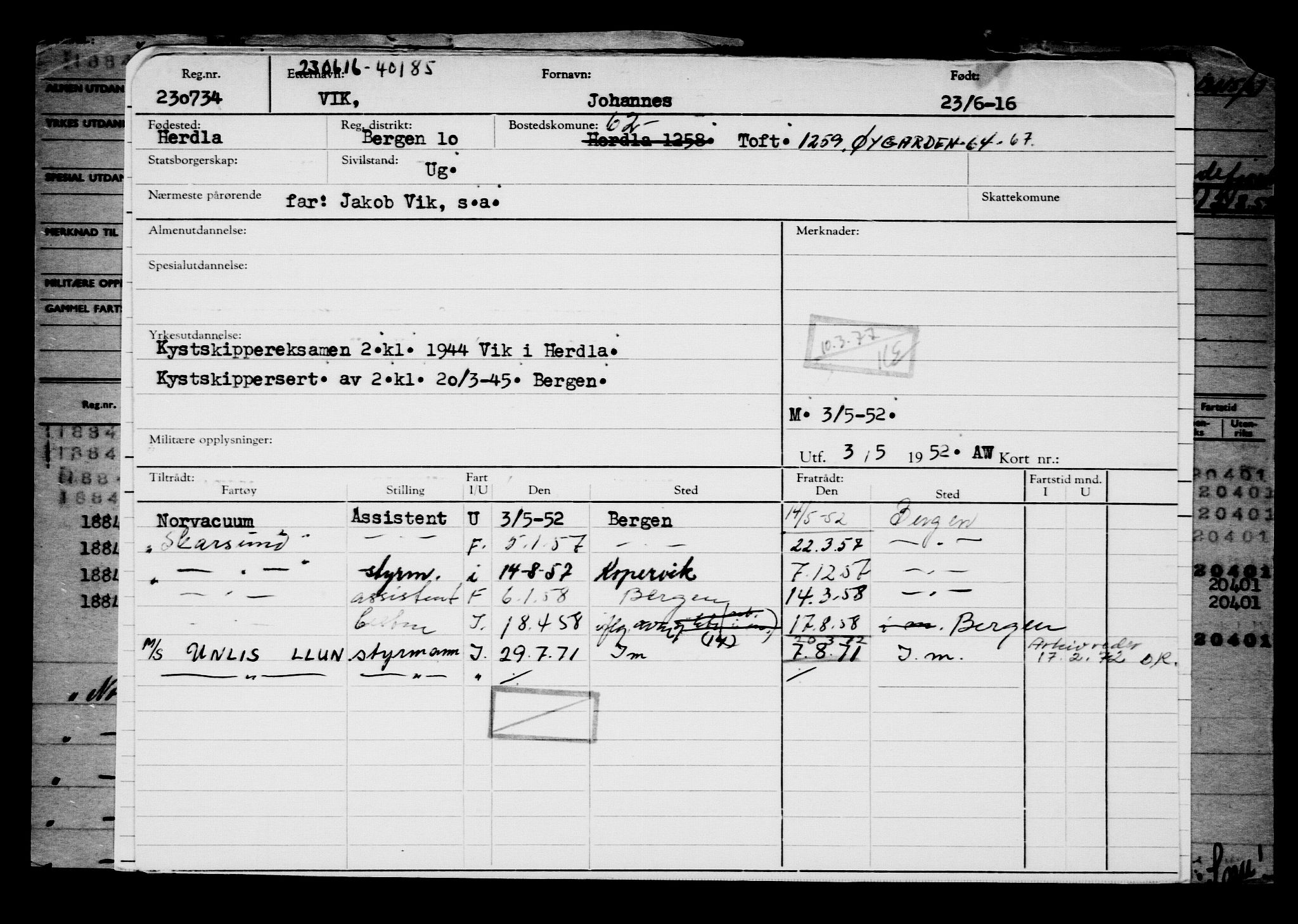 Direktoratet for sjømenn, AV/RA-S-3545/G/Gb/L0140: Hovedkort, 1916, s. 293