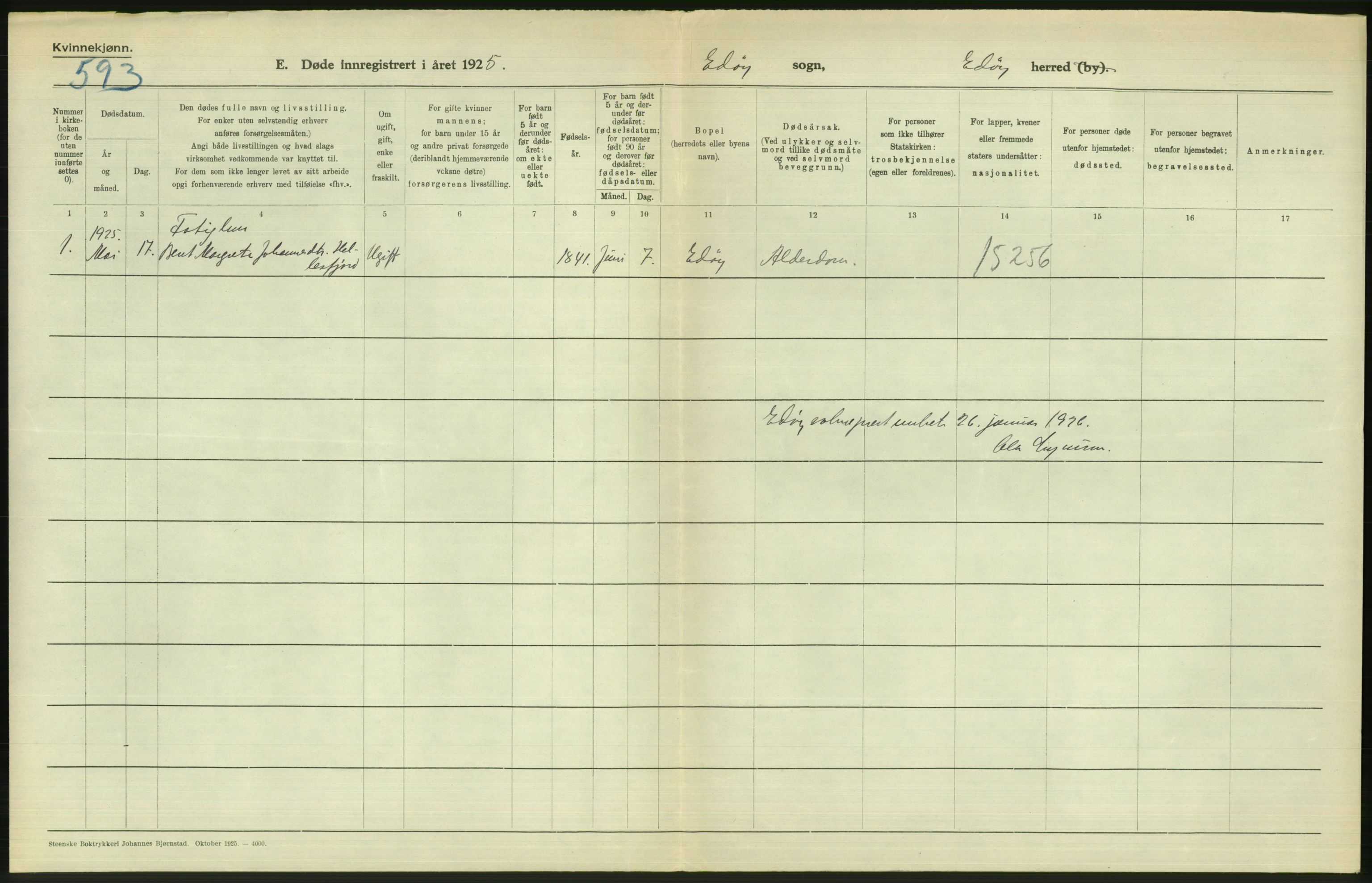 Statistisk sentralbyrå, Sosiodemografiske emner, Befolkning, RA/S-2228/D/Df/Dfc/Dfce/L0035: Møre fylke: Gifte, døde. Bygder og byer., 1925, s. 718