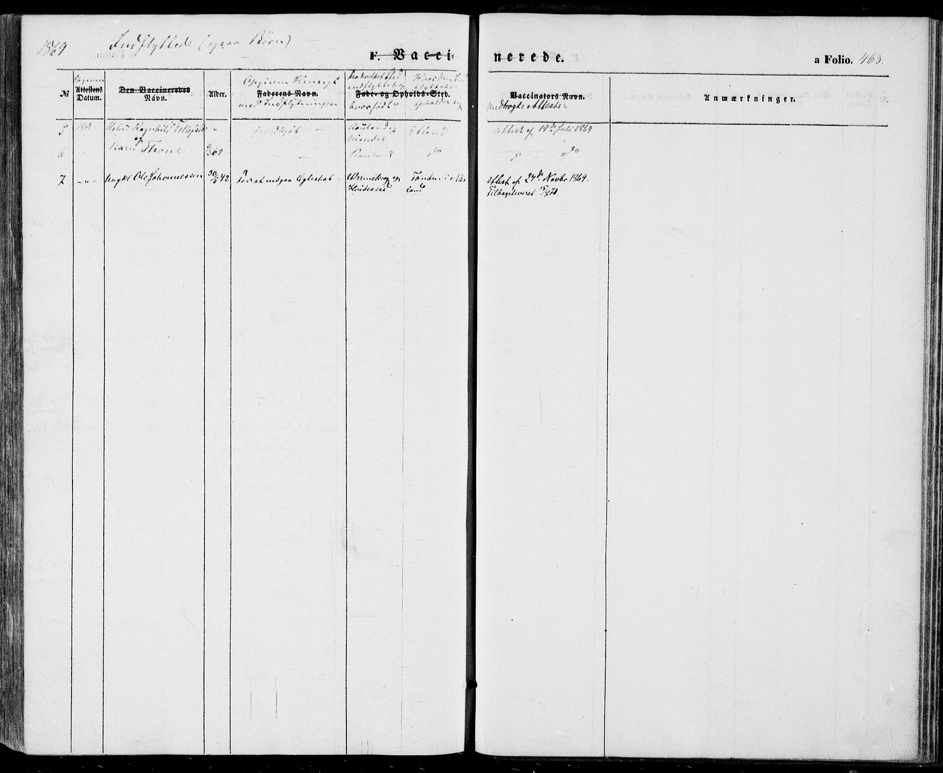 Vinje kirkebøker, AV/SAKO-A-312/F/Fa/L0004: Ministerialbok nr. I 4, 1843-1869, s. 463