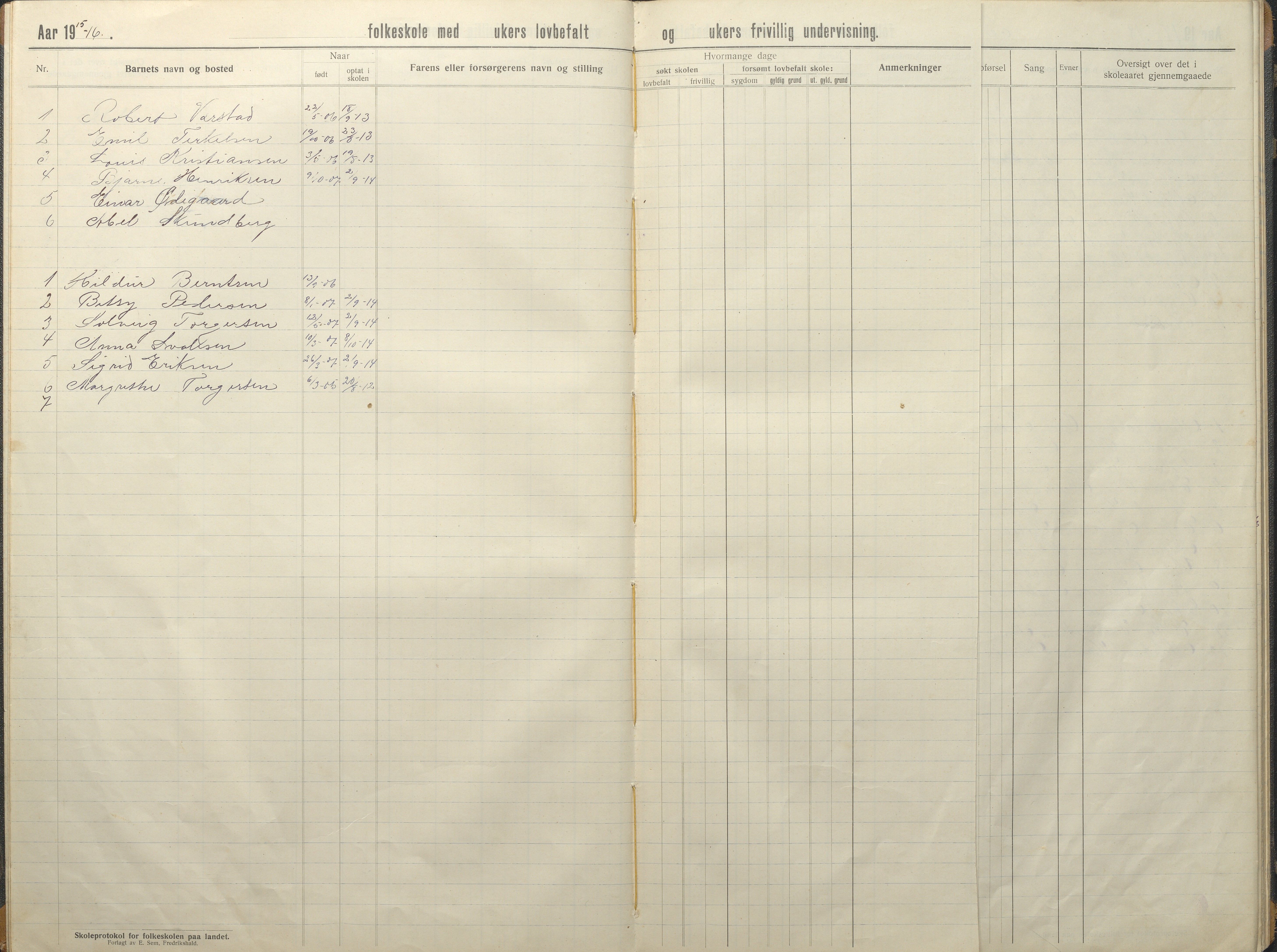 Tromøy kommune frem til 1971, AAKS/KA0921-PK/04/L0035: Færvik (Roligheden) - Karakterprotokoll, 1914-1948