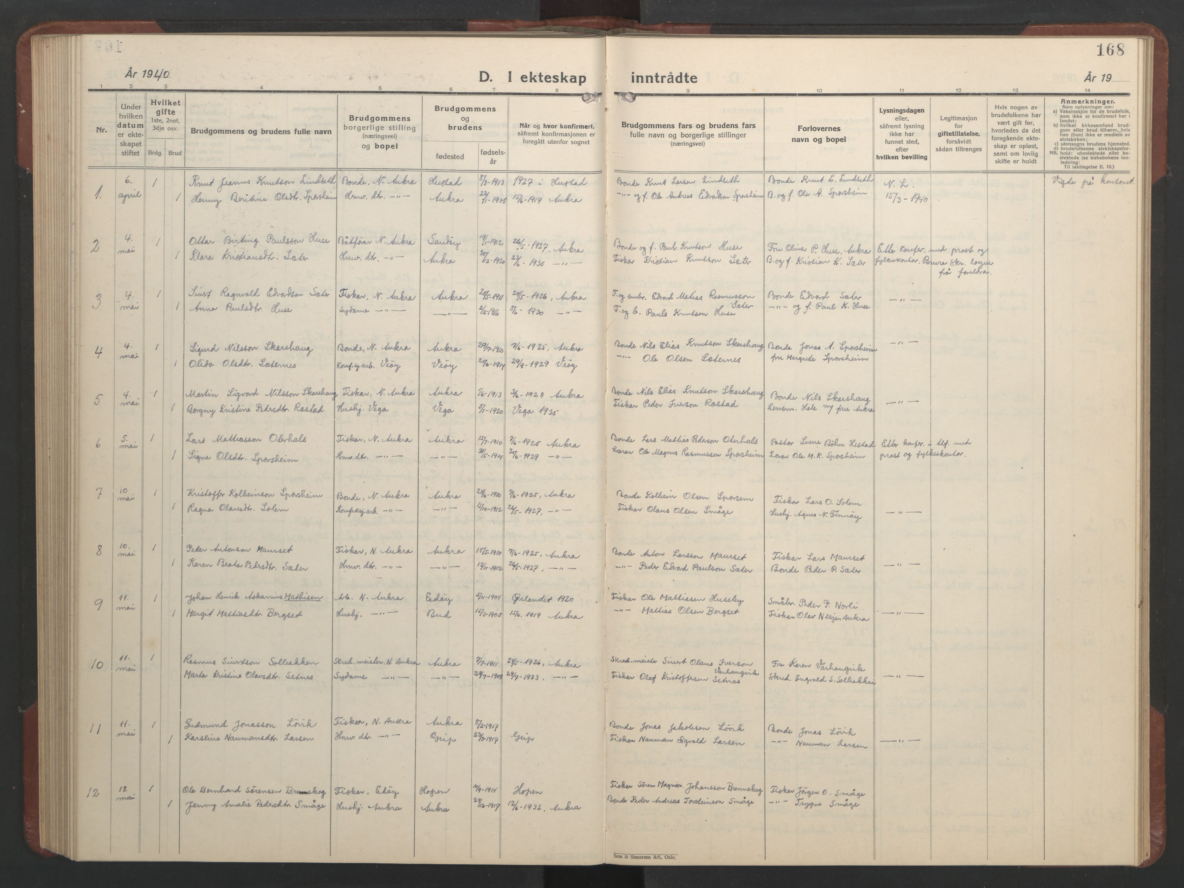Ministerialprotokoller, klokkerbøker og fødselsregistre - Møre og Romsdal, AV/SAT-A-1454/560/L0726: Klokkerbok nr. 560C03, 1928-1952, s. 168