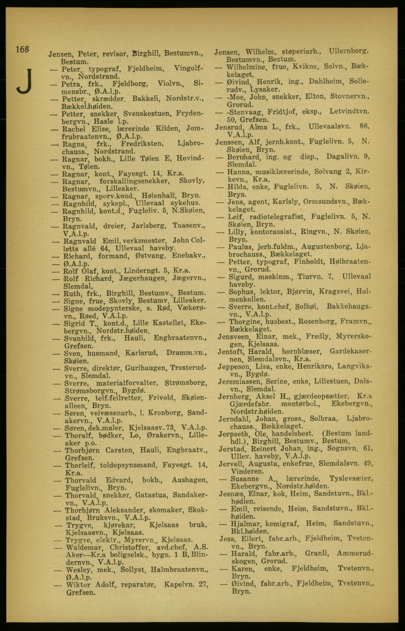 Aker adressebok/adressekalender, PUBL/001/A/003: Akers adressekalender, 1924-1925, s. 168
