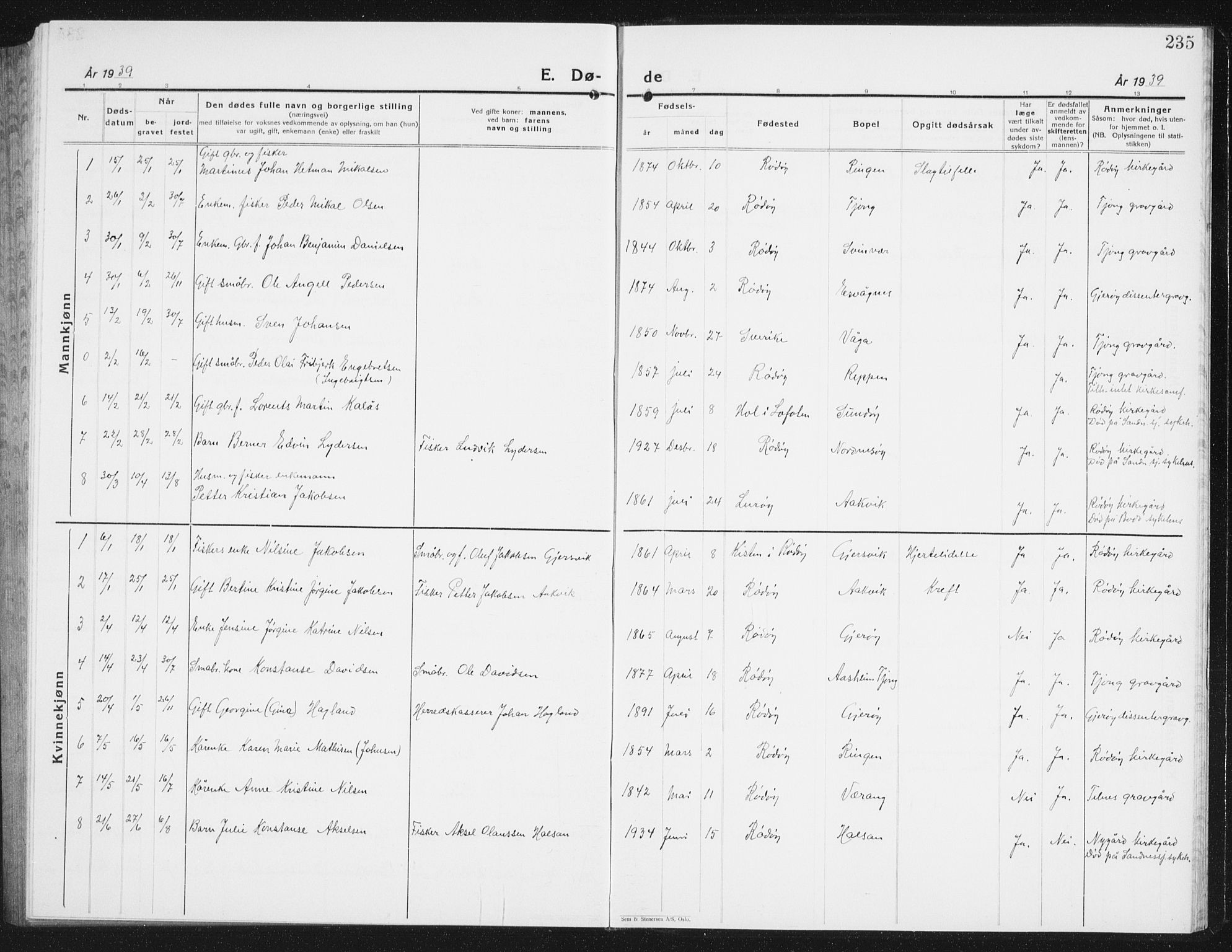 Ministerialprotokoller, klokkerbøker og fødselsregistre - Nordland, AV/SAT-A-1459/841/L0622: Klokkerbok nr. 841C06, 1924-1942, s. 235