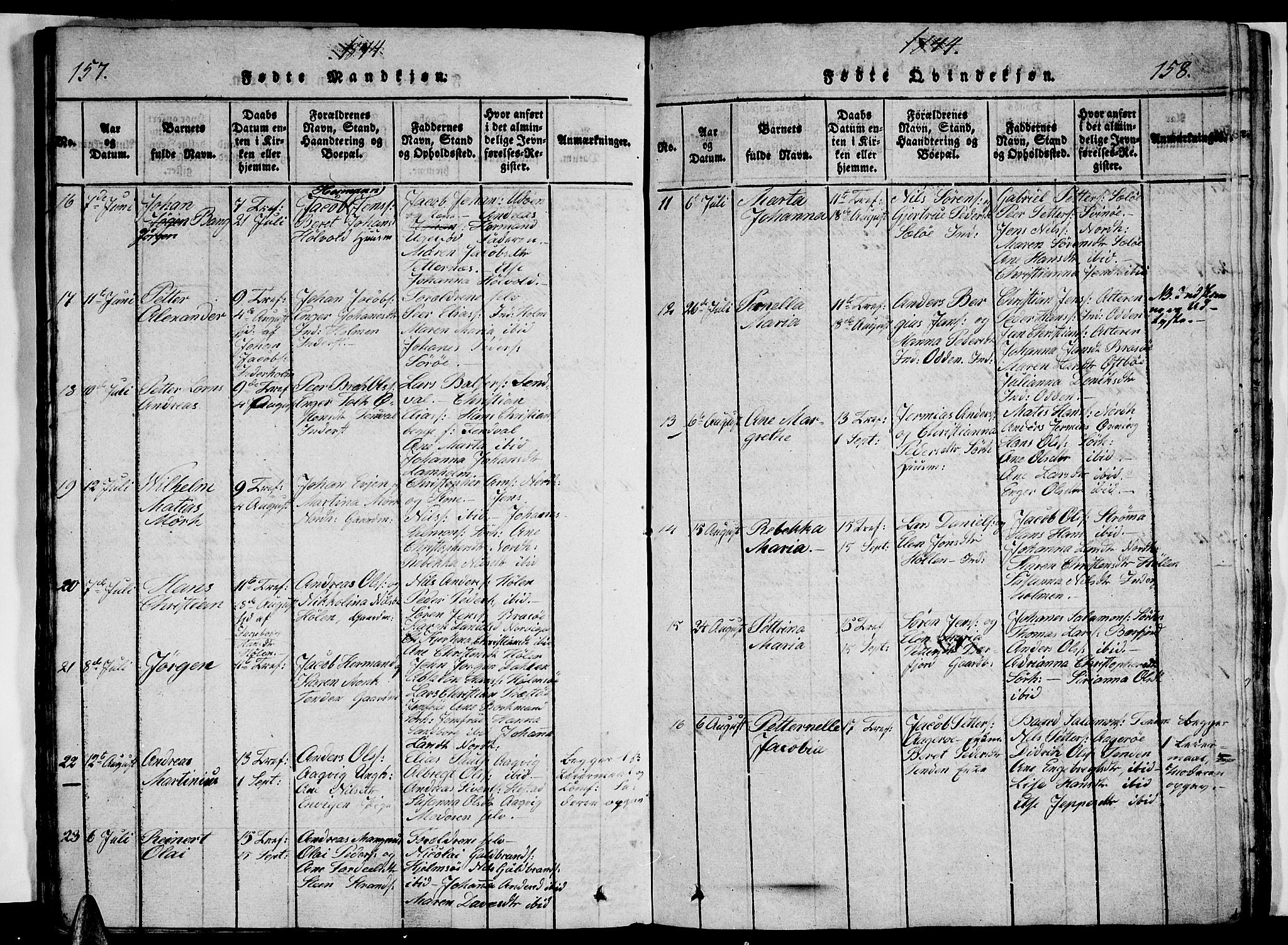 Ministerialprotokoller, klokkerbøker og fødselsregistre - Nordland, AV/SAT-A-1459/834/L0510: Klokkerbok nr. 834C01, 1820-1847, s. 157-158