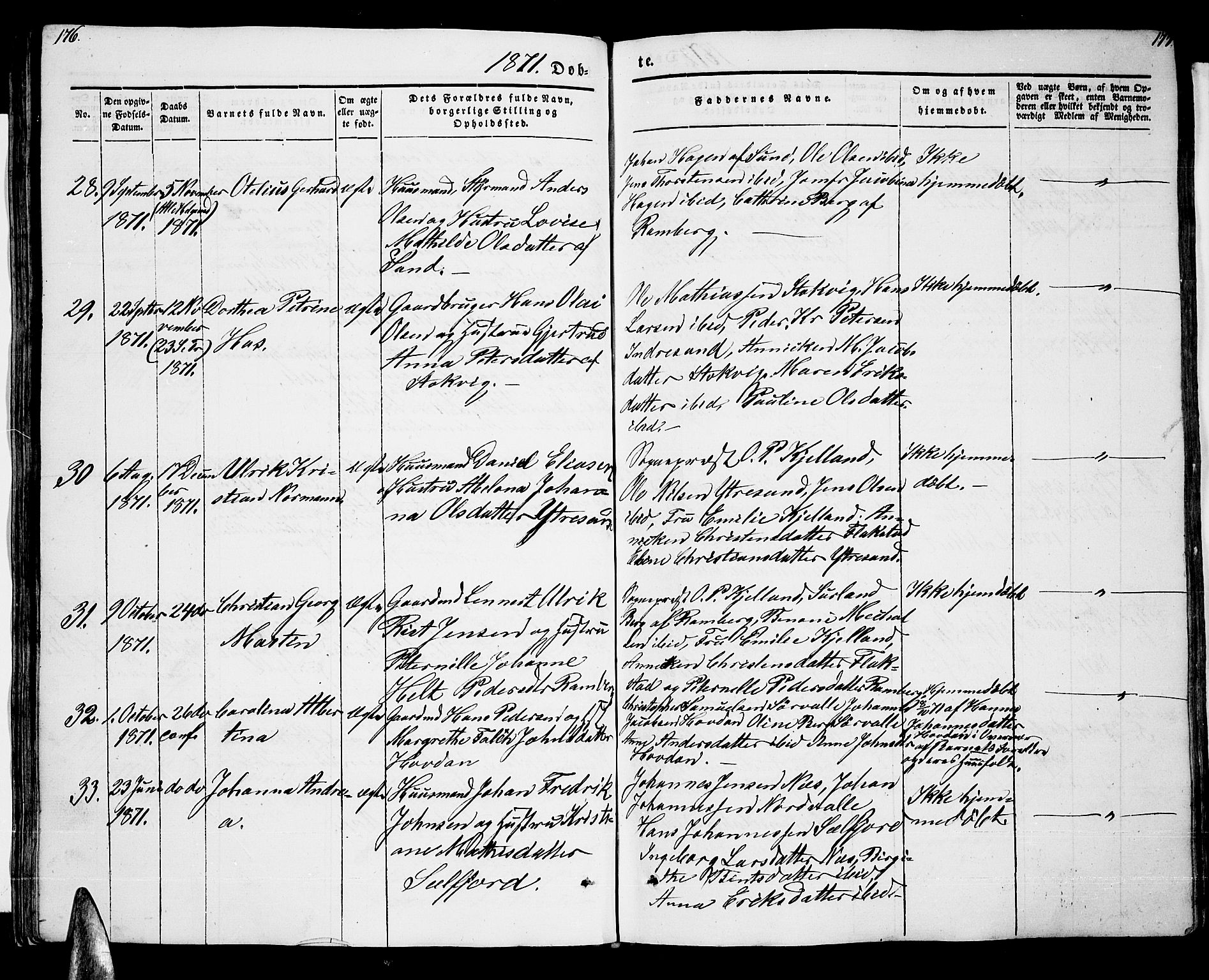 Ministerialprotokoller, klokkerbøker og fødselsregistre - Nordland, AV/SAT-A-1459/885/L1212: Klokkerbok nr. 885C01, 1847-1873, s. 176-177