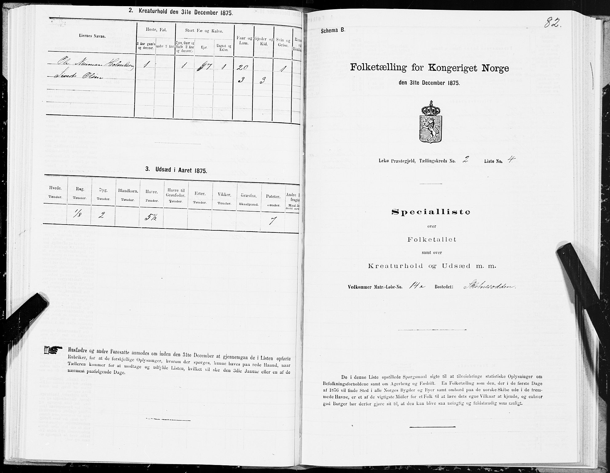 SAT, Folketelling 1875 for 1755P Leka prestegjeld, 1875, s. 1082