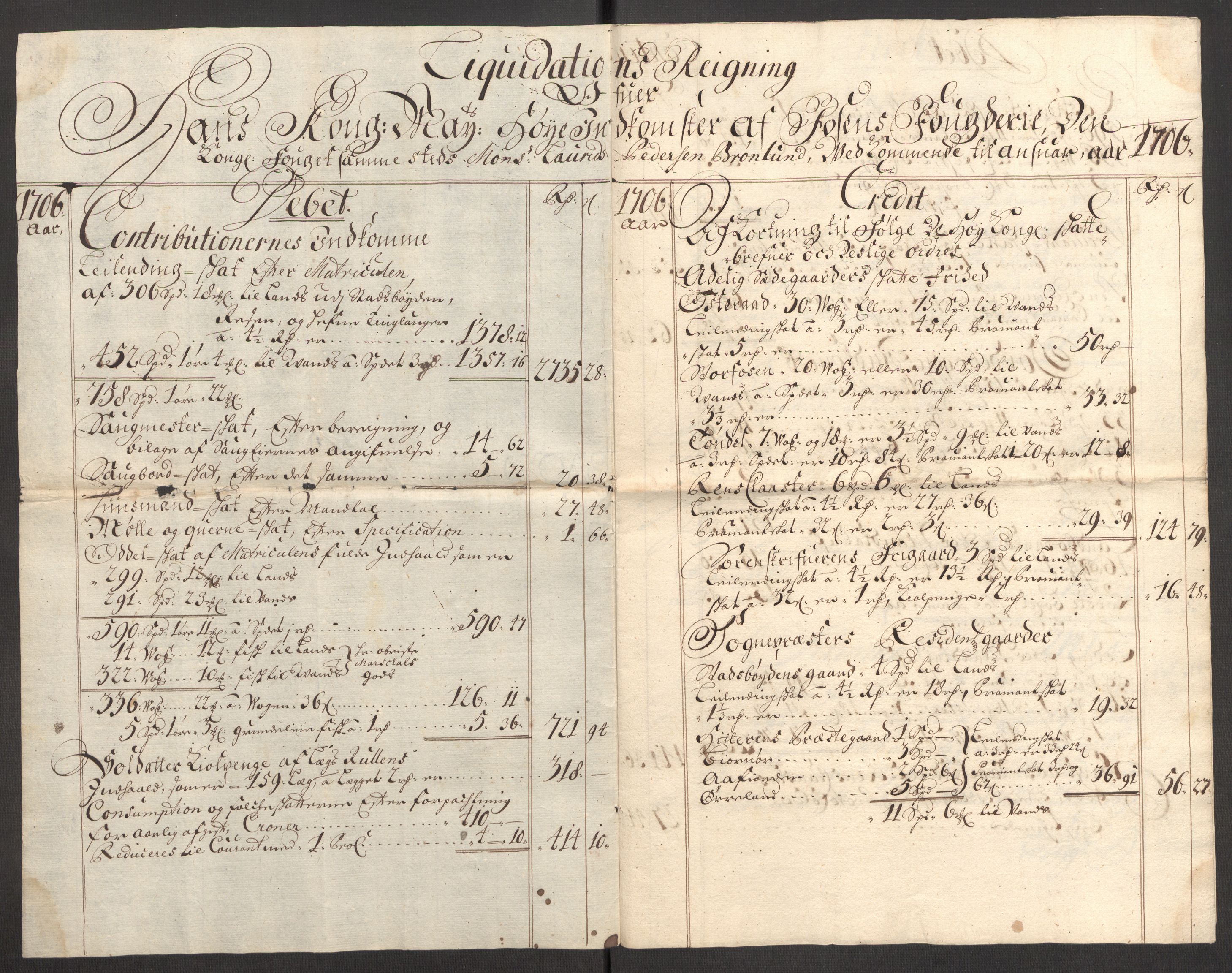 Rentekammeret inntil 1814, Reviderte regnskaper, Fogderegnskap, RA/EA-4092/R57/L3857: Fogderegnskap Fosen, 1706-1707, s. 259