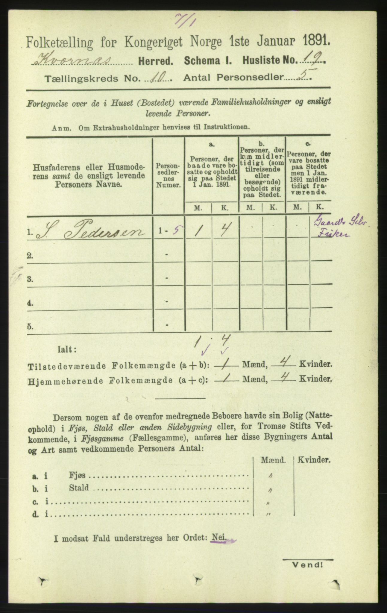 RA, Folketelling 1891 for 1553 Kvernes herred, 1891, s. 4288