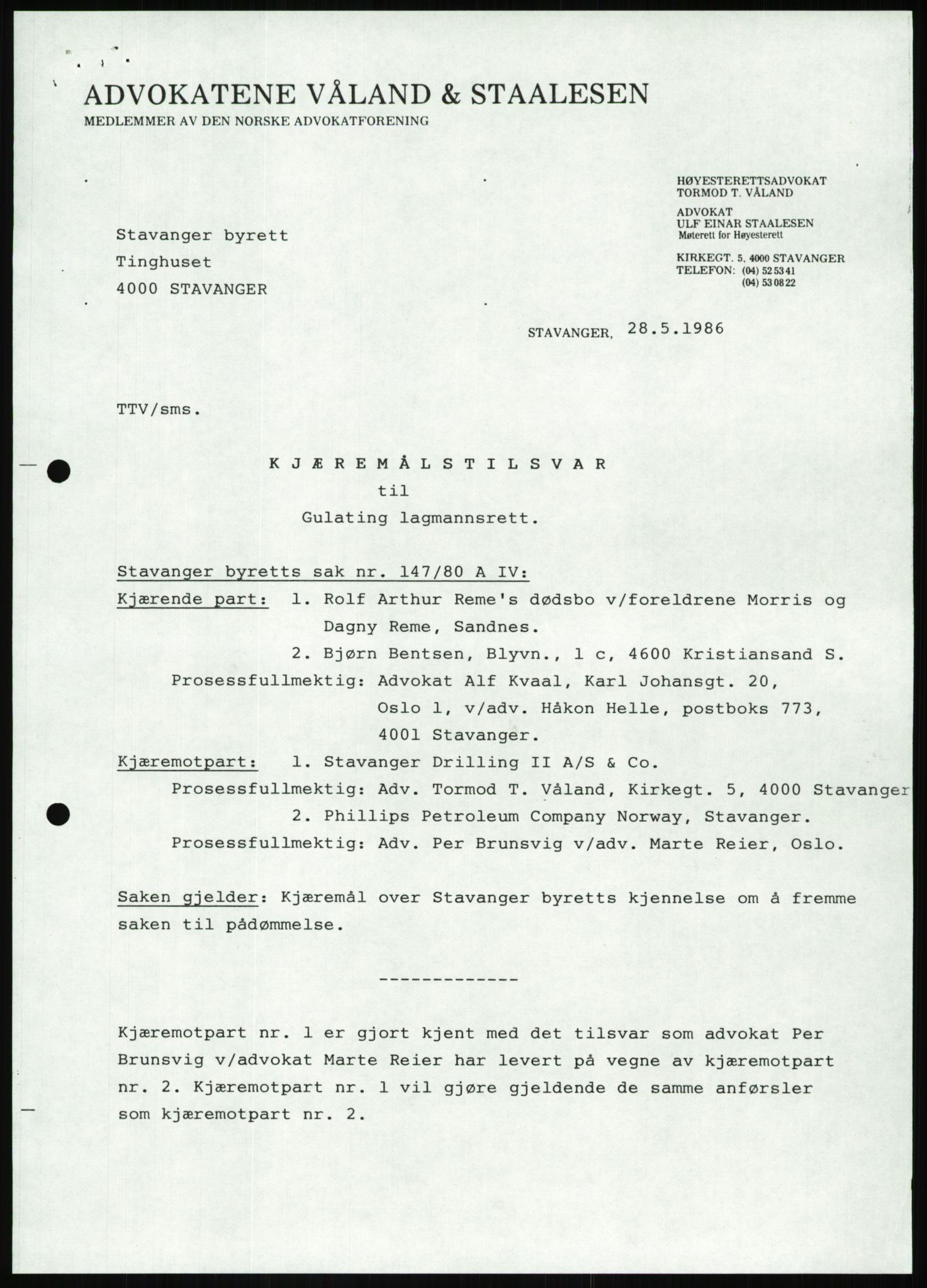 Pa 1503 - Stavanger Drilling AS, AV/SAST-A-101906/Da/L0001: Alexander L. Kielland - Begrensningssak Stavanger byrett, 1986, s. 587
