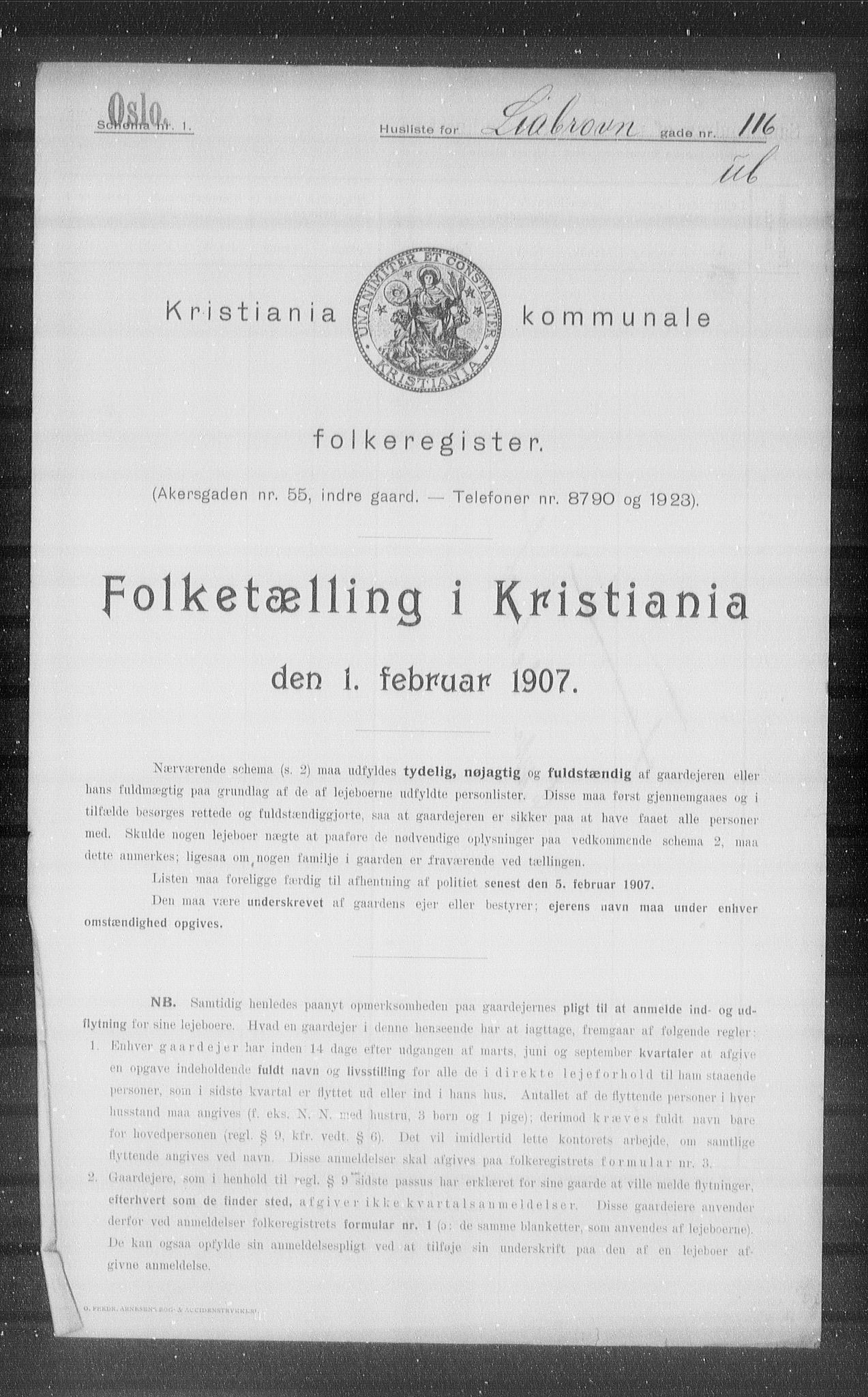 OBA, Kommunal folketelling 1.2.1907 for Kristiania kjøpstad, 1907, s. 29600