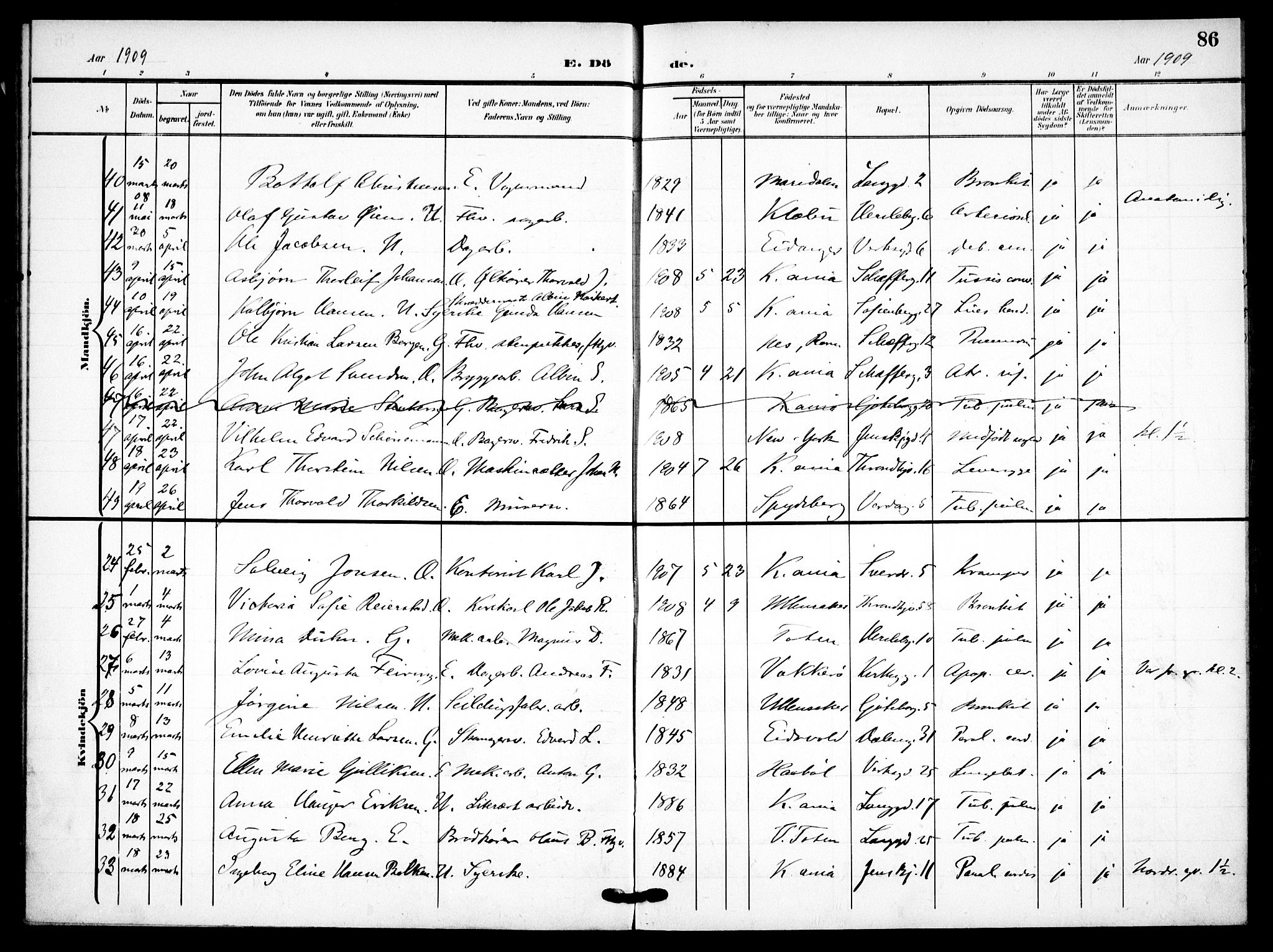 Petrus prestekontor Kirkebøker, AV/SAO-A-10872/F/Fa/L0010: Ministerialbok nr. 10, 1904-1916, s. 86