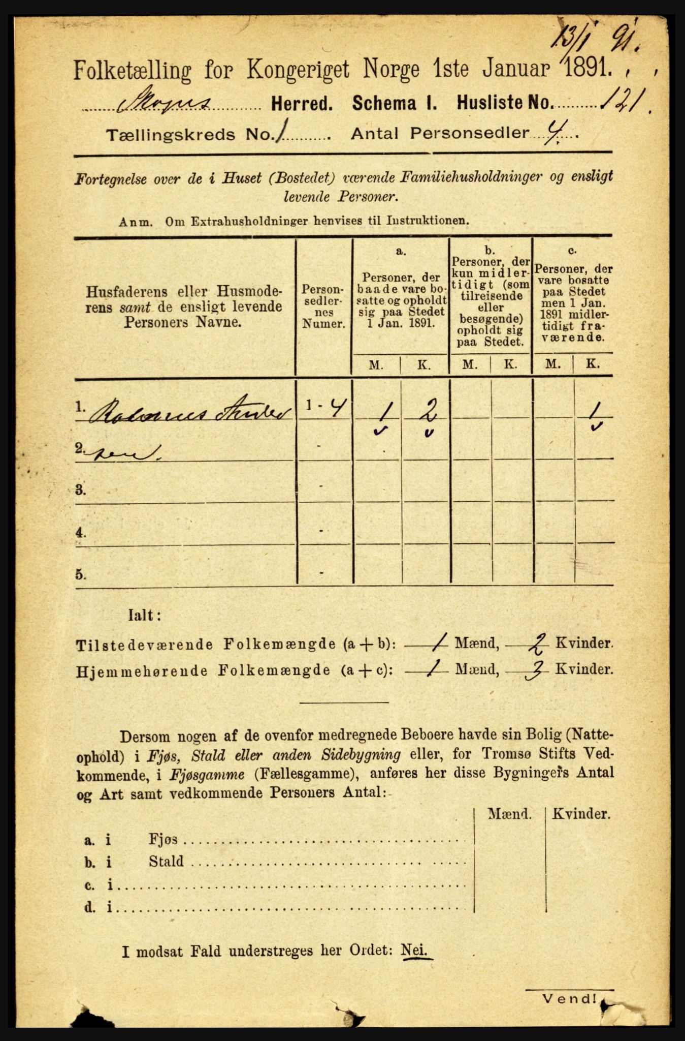 RA, Folketelling 1891 for 1719 Skogn herred, 1891, s. 144