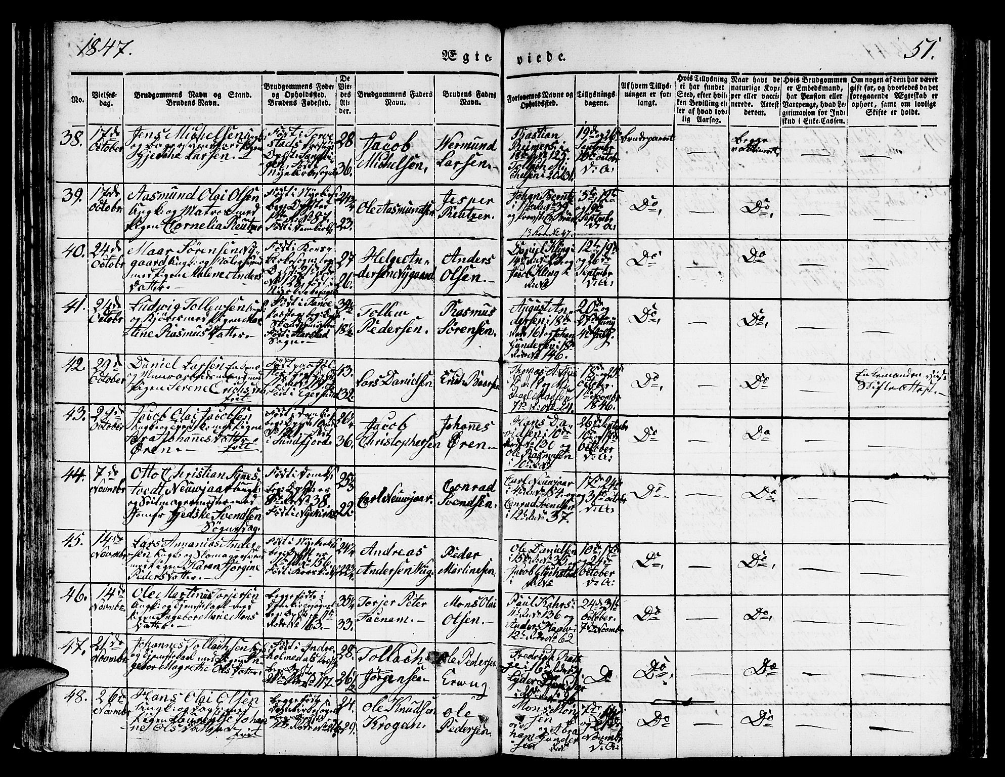 Domkirken sokneprestembete, AV/SAB-A-74801/H/Hab/L0029: Klokkerbok nr. D 1, 1839-1857, s. 51