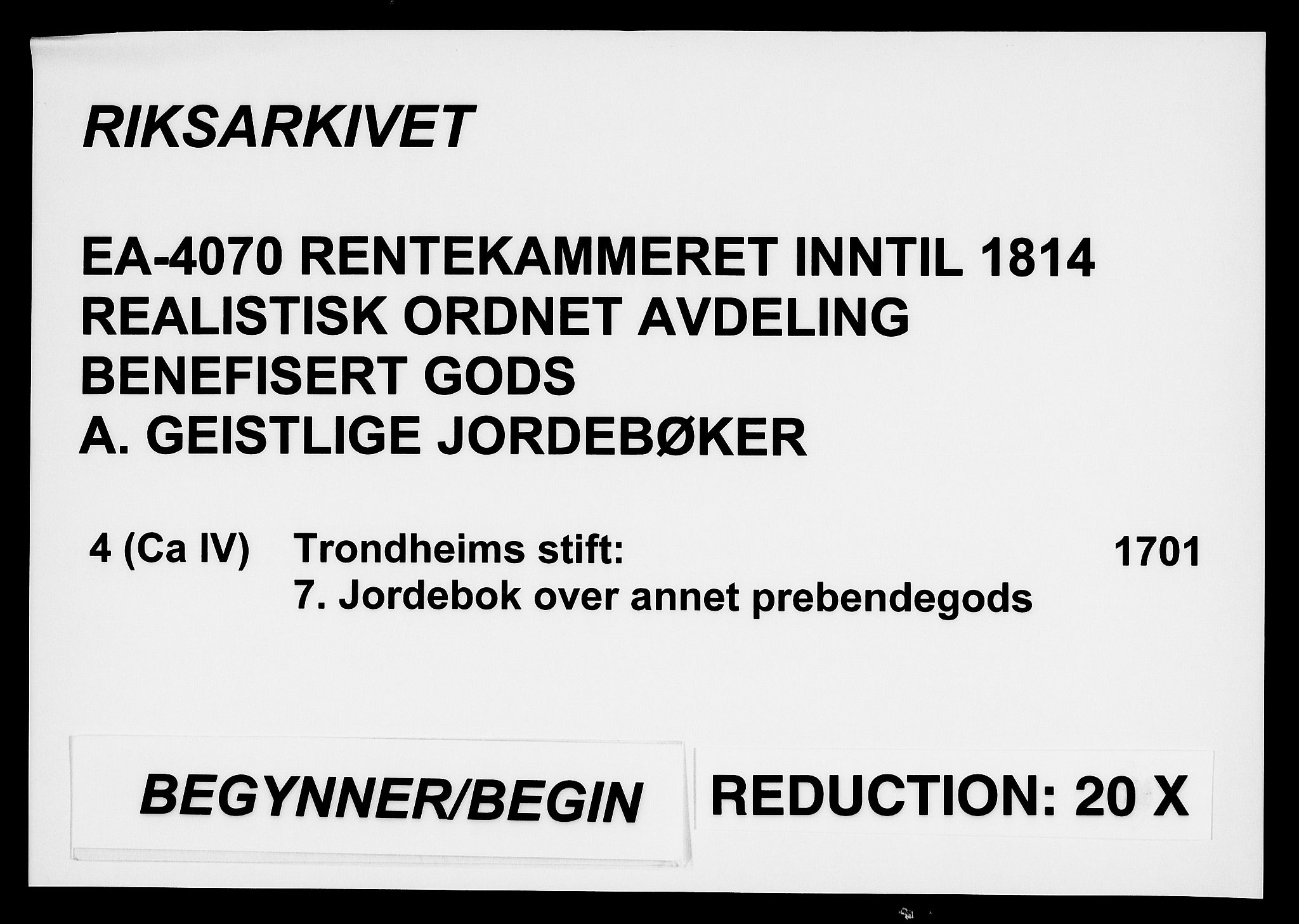 Rentekammeret inntil 1814, Realistisk ordnet avdeling, AV/RA-EA-4070/Fc/Fca/L0004/0007: [Ca IV]  Trondheim stift / Jordebok over annet prebendegods, 1701